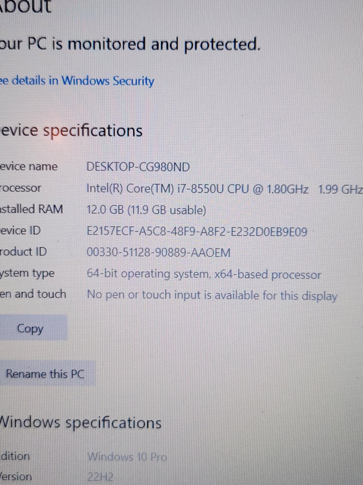 Dell Latitude 3590 i7 8th Gen 16GB RAM 256GB SSD Windows 10 Pro
