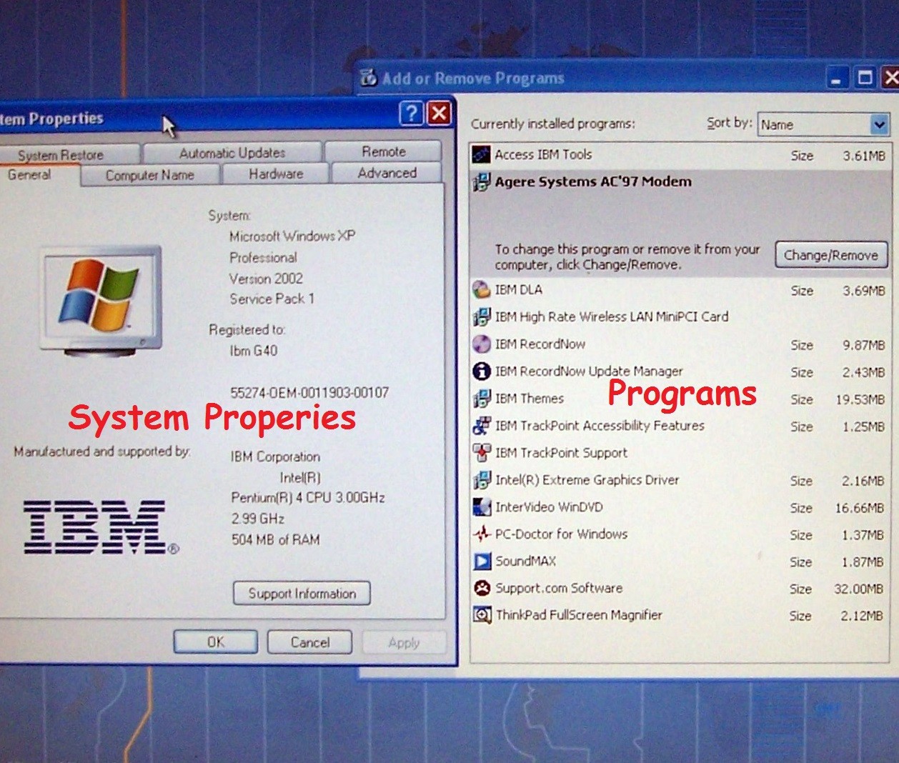 Rare IBM Laptop G-40 Type 2388 Intel-P4 3.0GHz 504MB 60GB Parallel Floppy (x a t