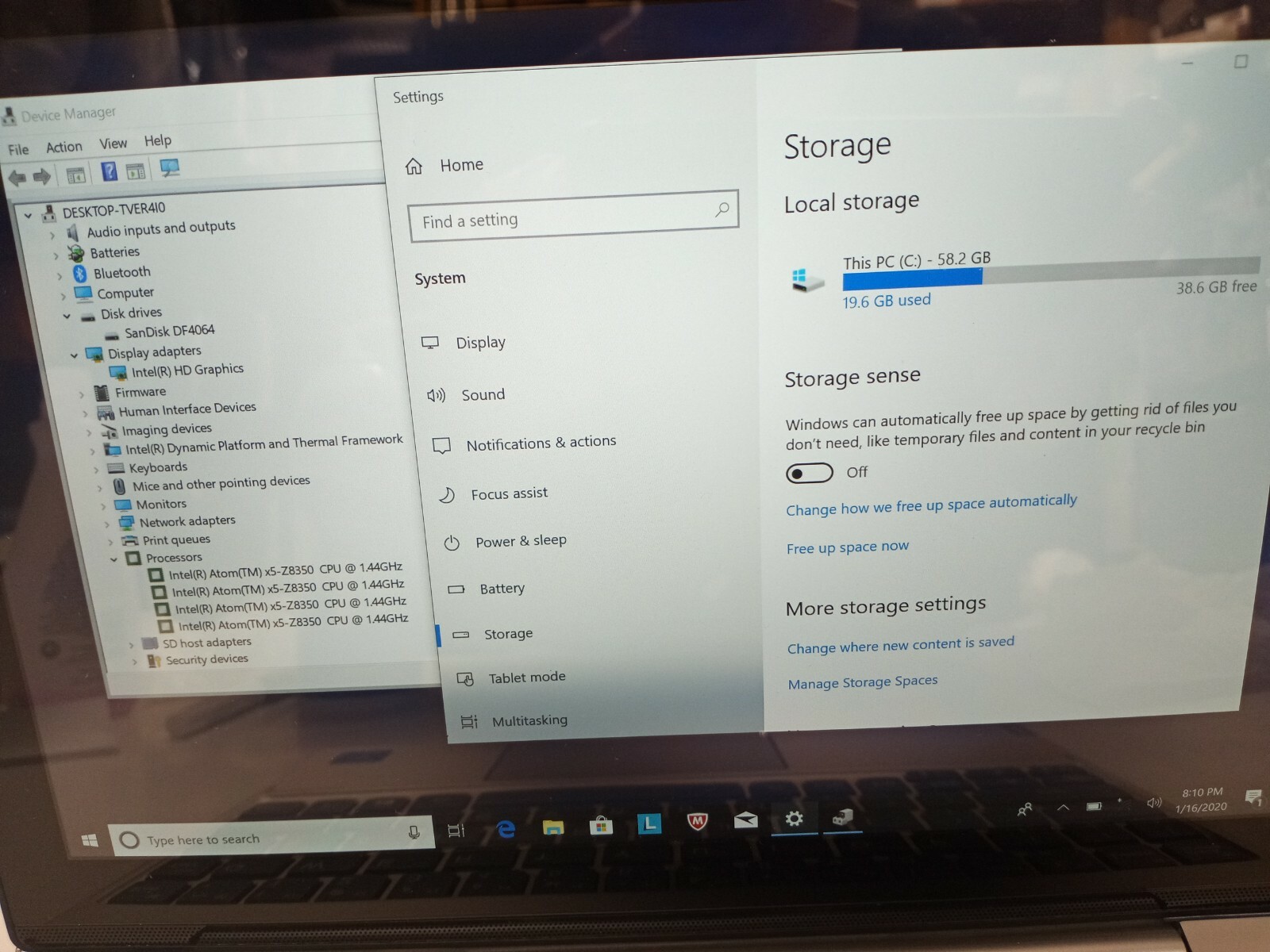 Lenovo Mix 320-10ICR 10.1″ TOUCH ATOM X5 Z8350 1.44GHz 2GB RAM 64GB SSD BT Win10
