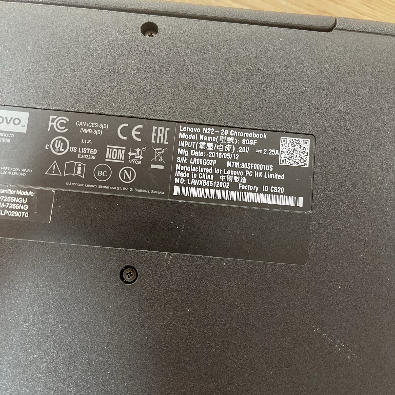 Lenovo N22-20 Chromebook ChromeOS 11.6″ 4GB 16GB SSD w/AC Adapter WORKING