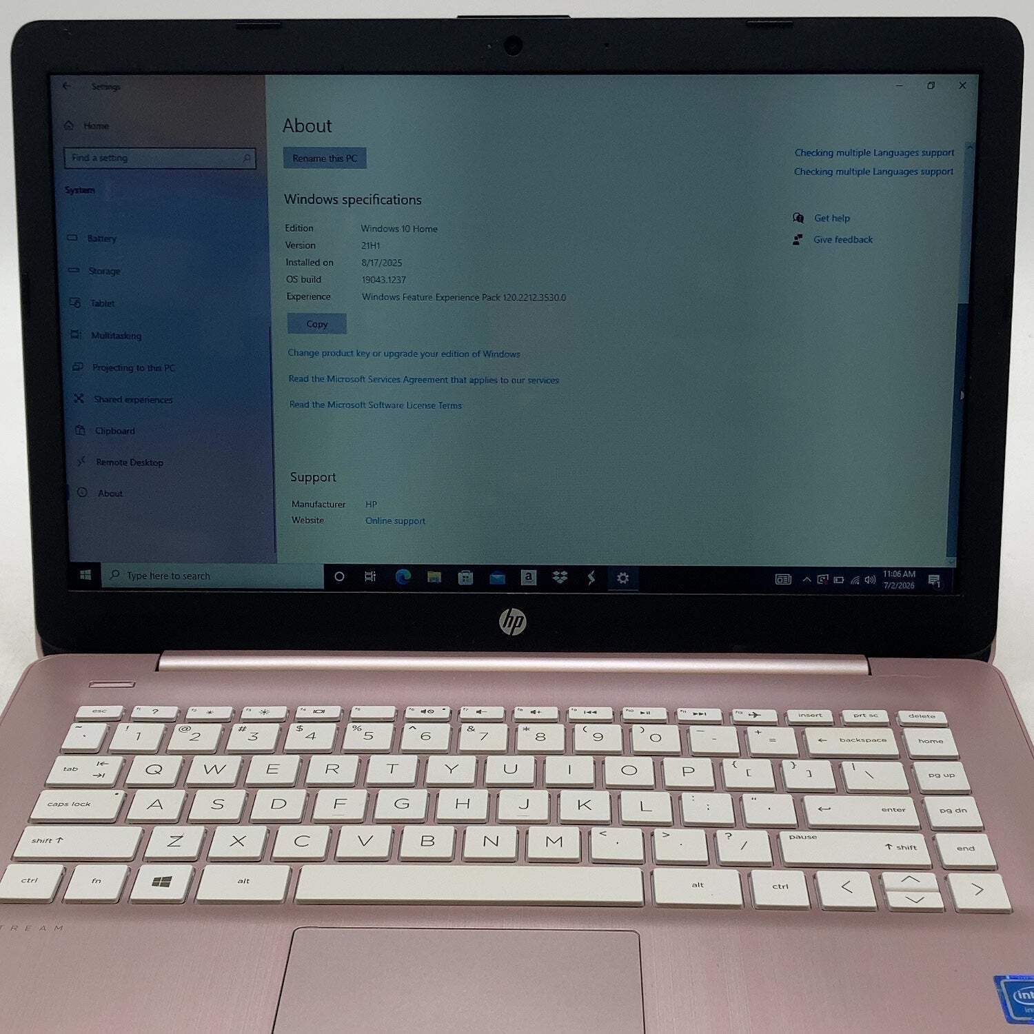HP Stream 14-CB118DS 14″ Celeron N4020 1.1GHz 4GB RAM 64GB SSD