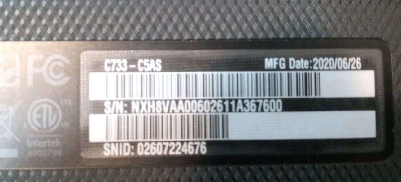 Acer C733-C5AS Chromebook Model# N18Q5 – Tested *Works*