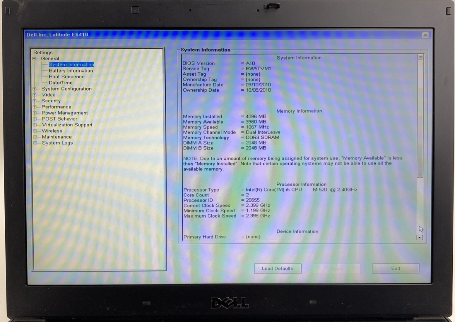 Dell Latitude E6410 Core i5-M520 2.40GHz 4GB RAM 14.0″ No Battery No HDD No OS