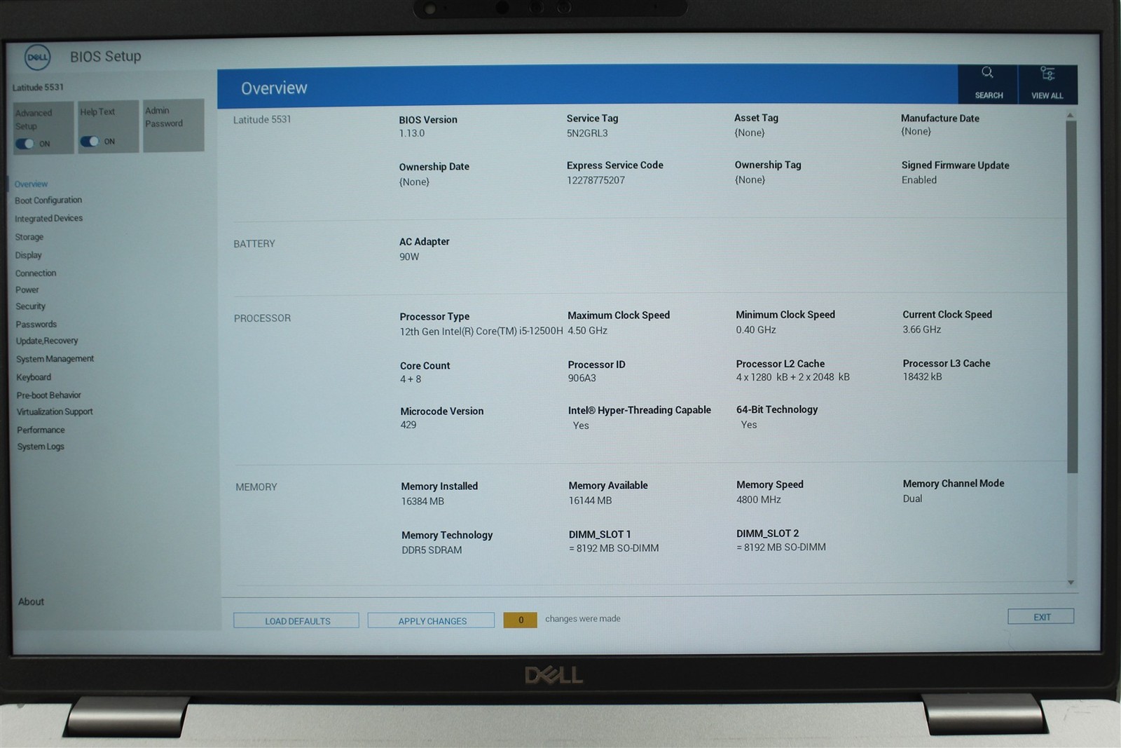 Dell Latitude 5531 15.6″ FHD i5-12500H 2.5GHz 256GB SSD 16GB RAM NO OS