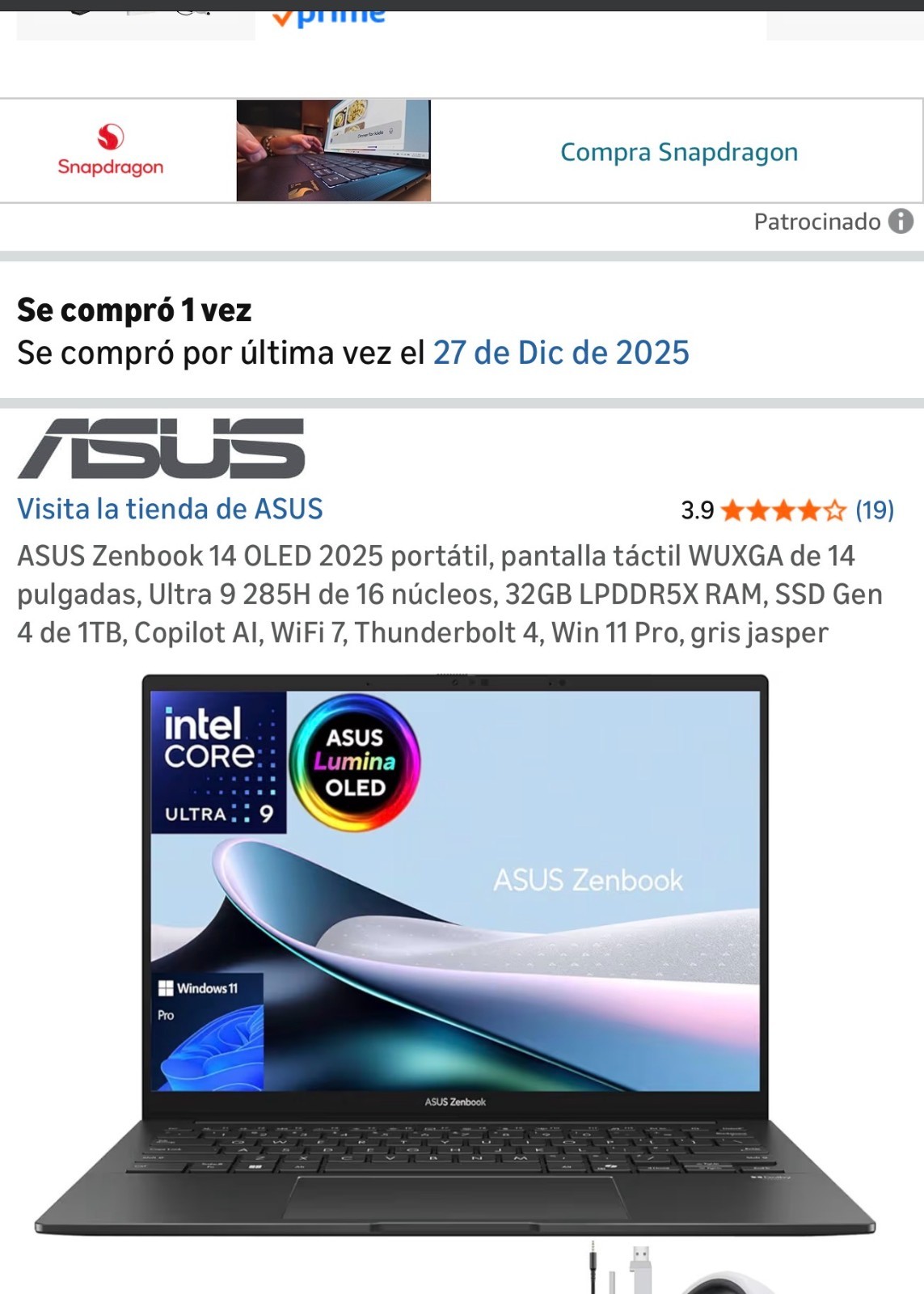 ASUS Zenbook 14 OLED 2025 portátil, pantalla táctil WUXGA de 14 pulgadas, Ultra