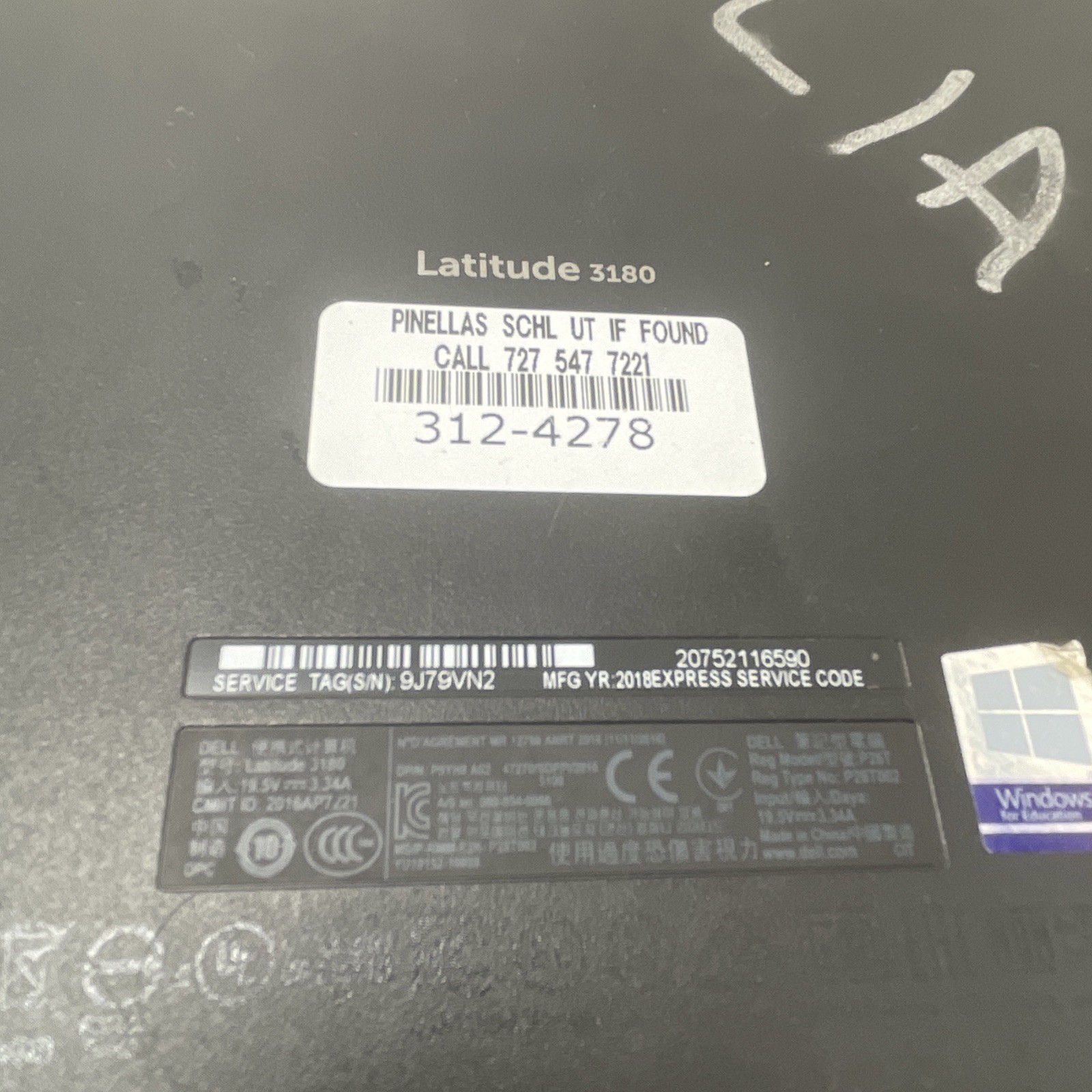 Dell Latitude 3180 Celeron USER PASWORD locked For Parts or Repair-