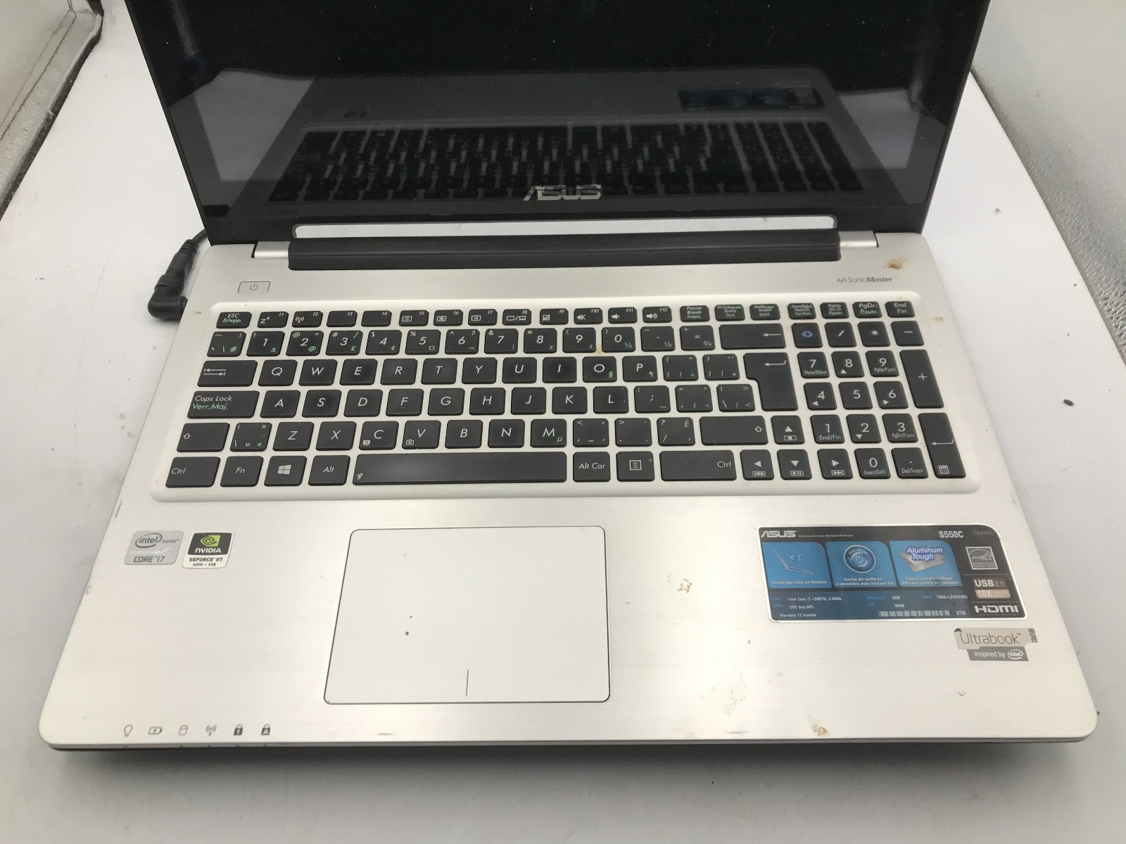 ASUS S550C LAPTOP – FOR PARTS/NO POWER – INTEL I7 3537U – NO RAM – READ DESC -BB