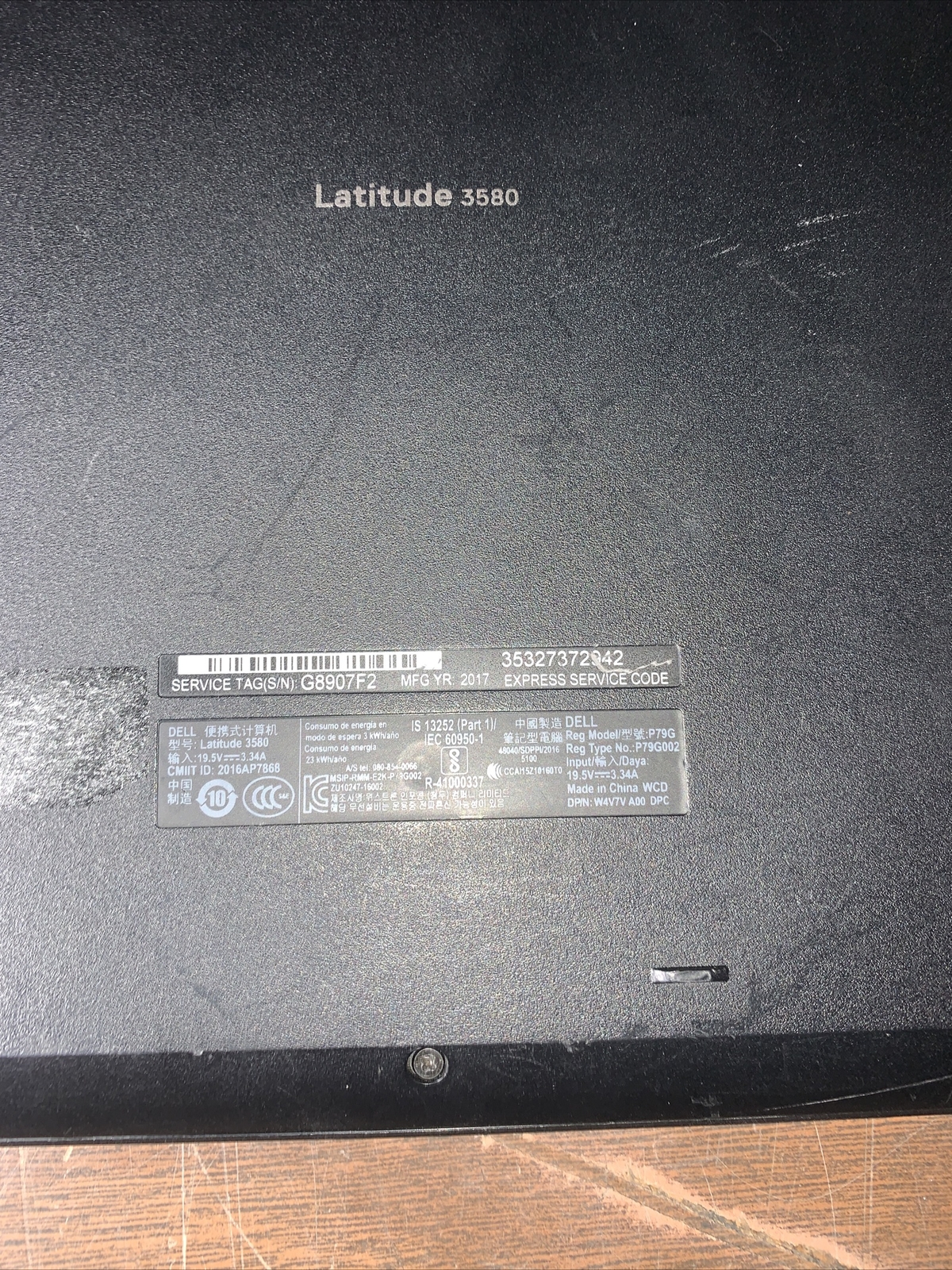 DELL LATITUDE 3580 INTEL CORE I5-7200U 2.50GHZ 8GB RAM **NO HD/ NO CADDIE