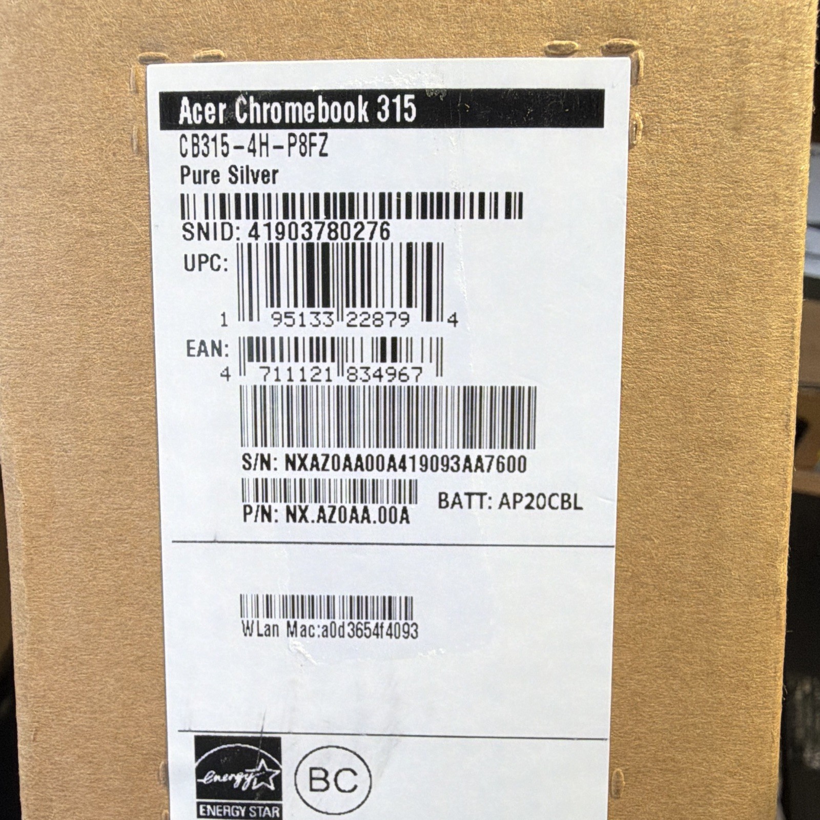 Acer Chromebook 315 15.6″ Pentium Silver 4GB 128GB eMMC Chrome OS Silver