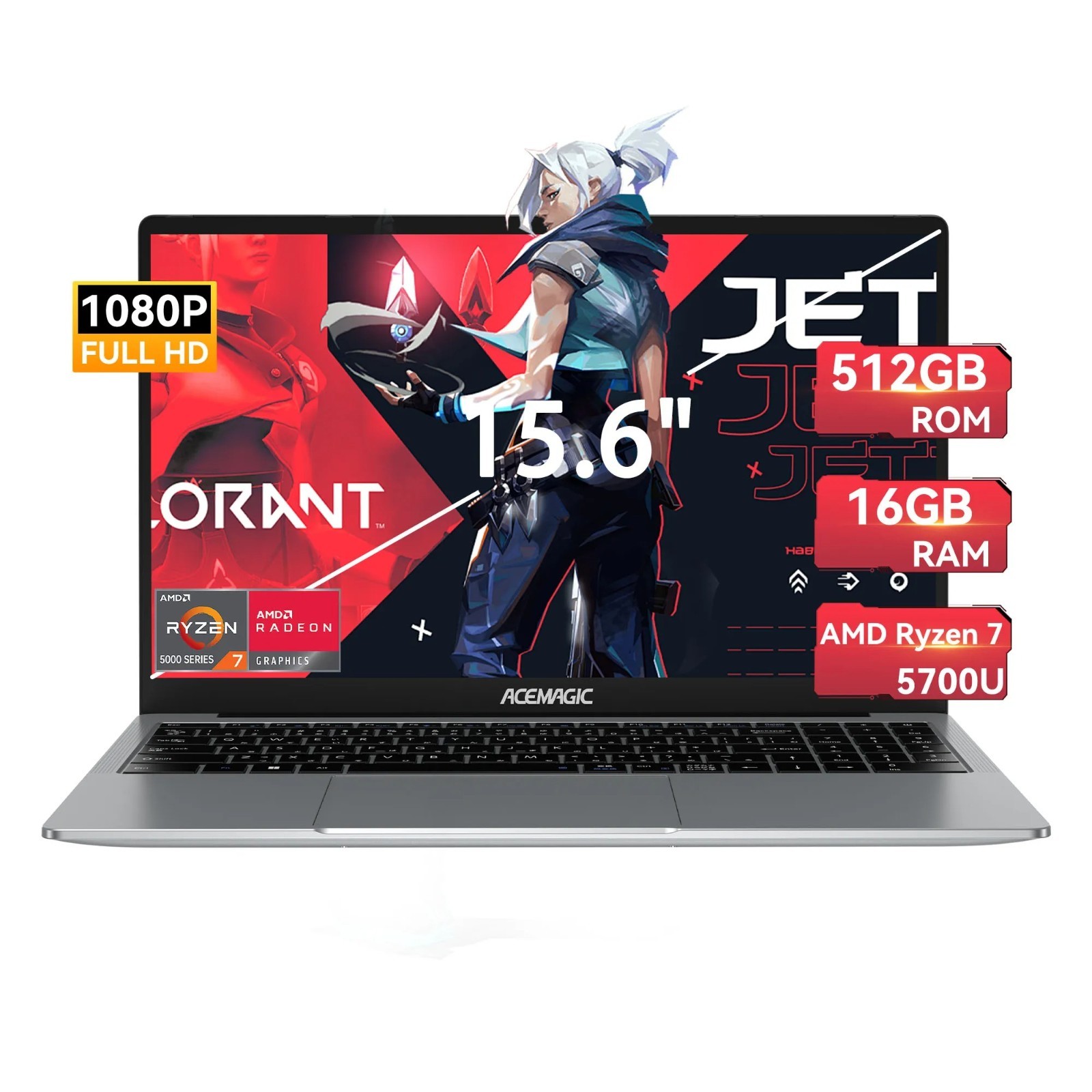 Laptop AMD Ryzen 7 5700U Radeon RX Vega 8 Graphics 15.6“FHD Display 16GB RAM 512