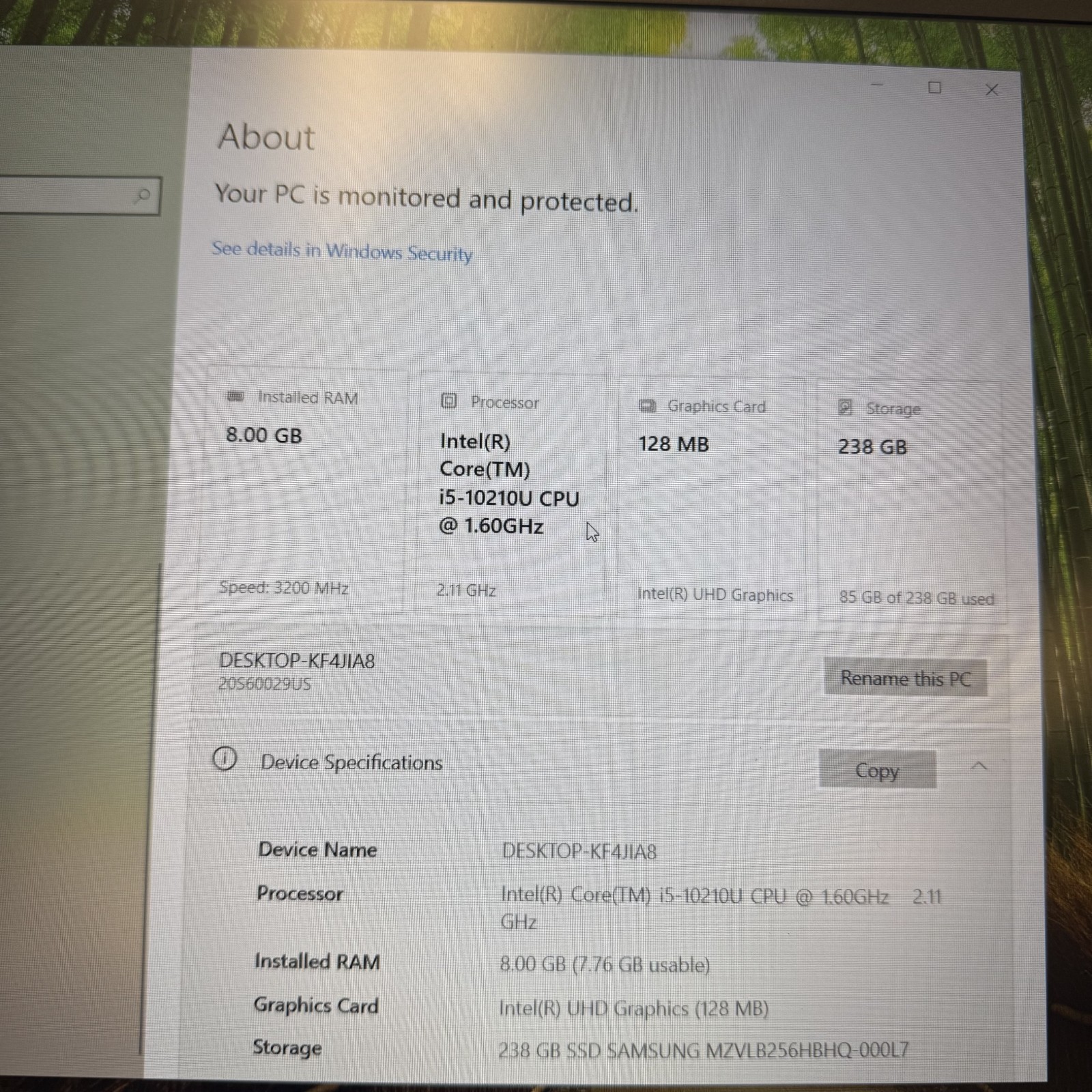 Lenovo ThinkPad T15 Gen 1 15.5″ i5-10210U, 256GB , 8GB RAM
