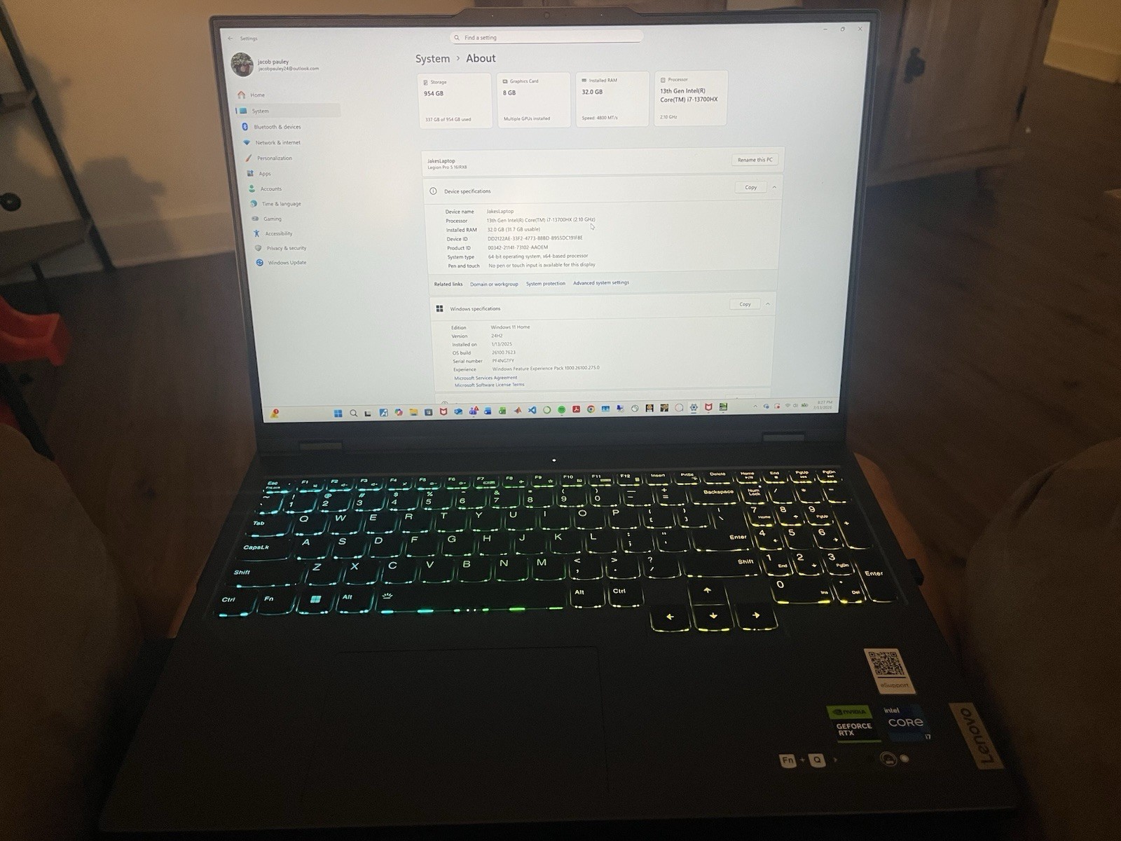 Lenovo Legion Pro 5 Laptop (16”, intel Core i7 13th Gen, 32 Gb Ram, 1TB SSD)
