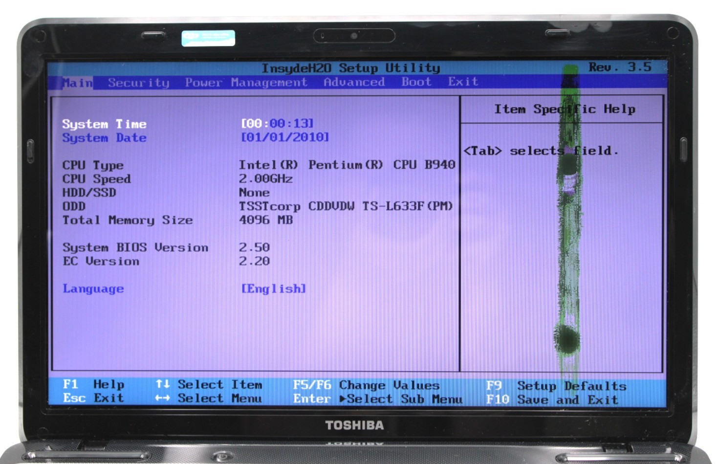 Toshiba Satellite L755 Pentium-B940@2.00GHz 4GB DDR3 NO STORAGE/OS *USED/TESTED*