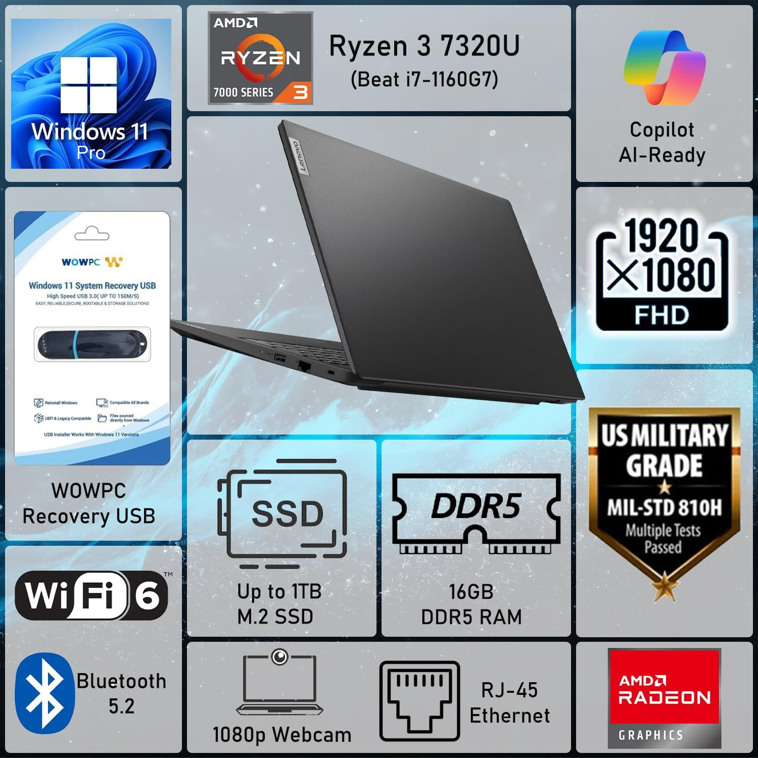 V15 Business Laptop 2026 Edition, AMD Ryzen 3 7000-Series(Beat I7-1065G7), 15.6″