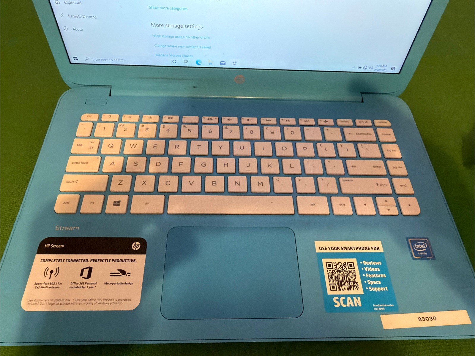 HP Stream Laptop 14inches-Intel Celeron N3060, @1.60Ghz, 4GB RAM