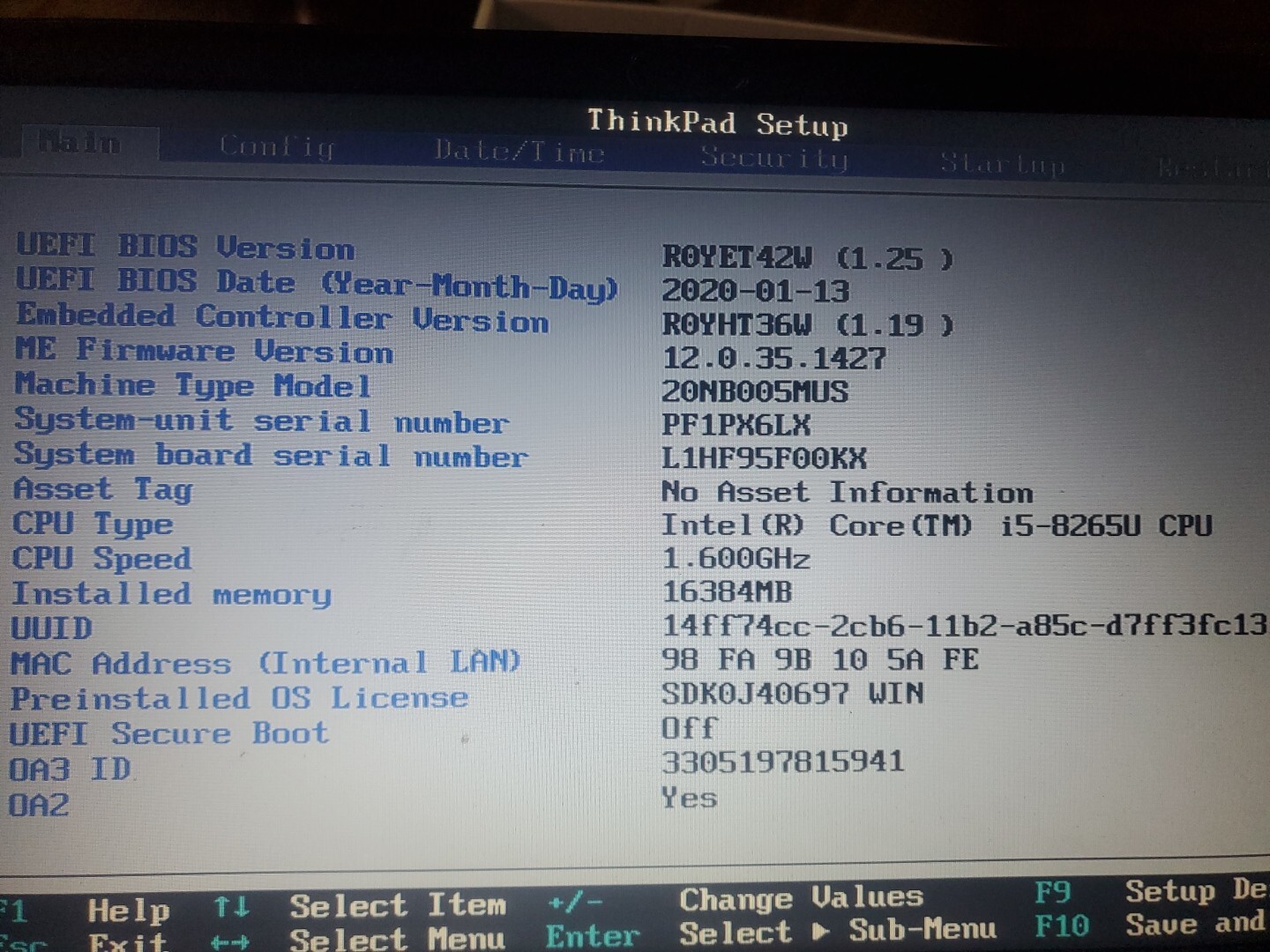 Lenovo ThinkPad E590 Laptop Intel Core i5-8265U 1.6GHz 16GB RAM 256GB