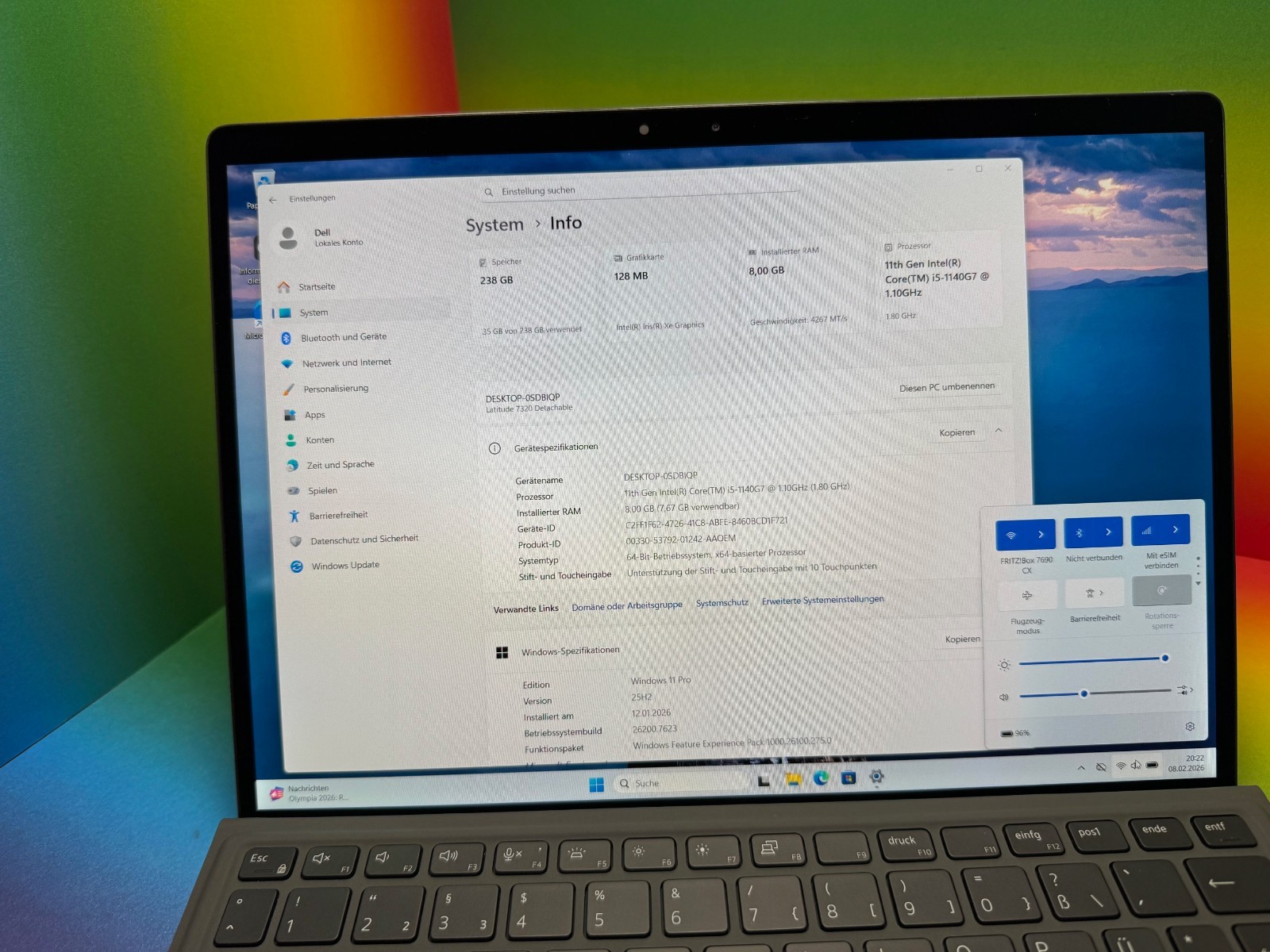 Dell Latitude 7320 2-in-1 LTE eSIM i5-1140G7 8GB 256GB 13″ DE Win11Pro FID ST