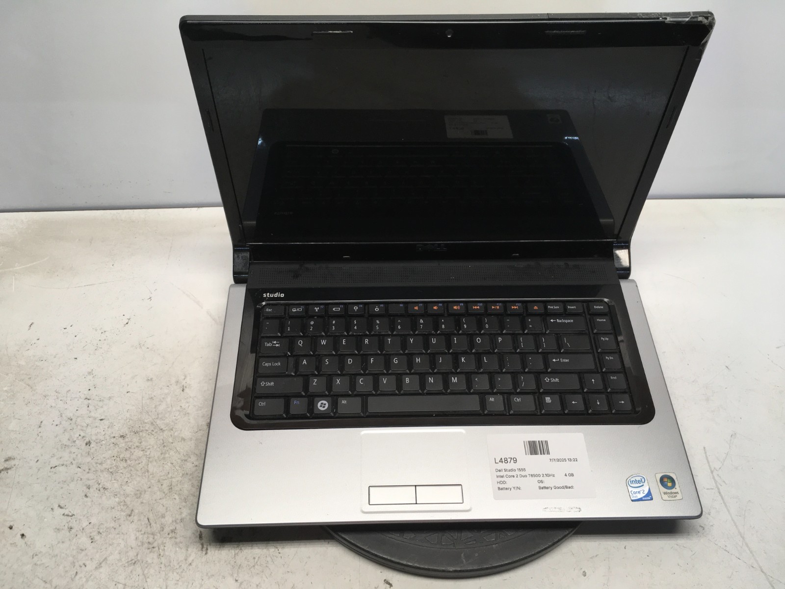 Dell Studio 1555 Intel Core 2 Duo T6500 2.1GHz 4 GB NO HDD