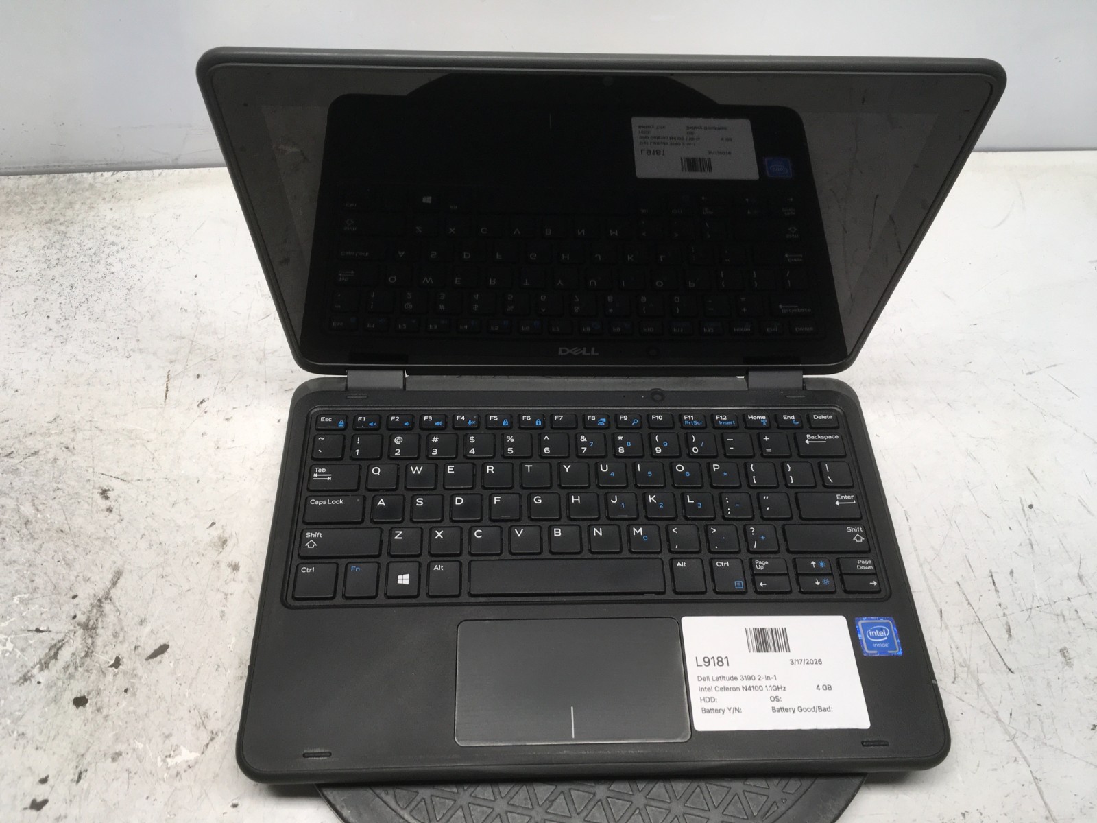 Dell Latitude 3190 2-In-1 Intel Celeron N4100 1.1GHz 4 GB NO HD BIOS locked
