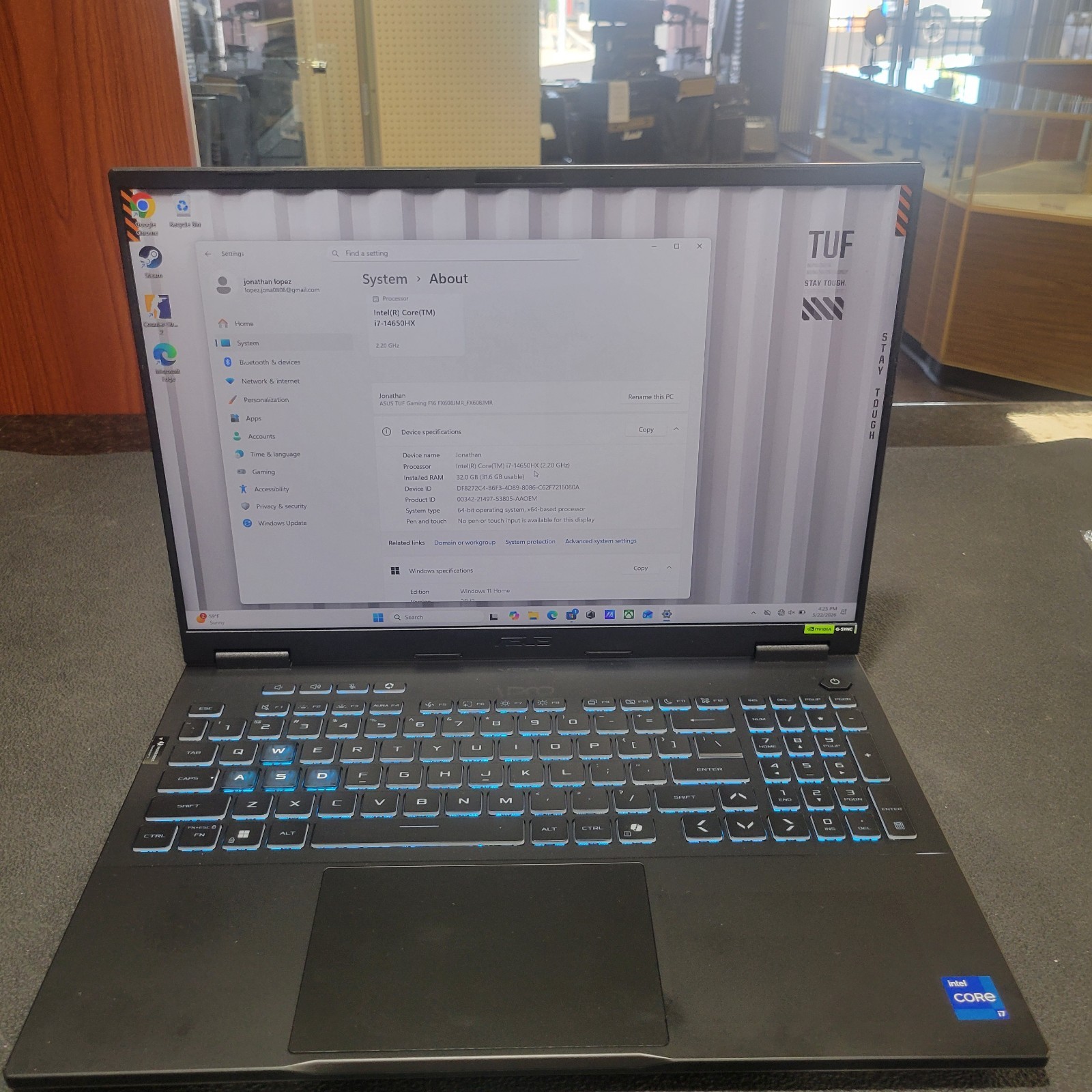 Asus TUF F16 16 165Hz FHD 2.2 GHz i7-14650HX 32GB 1TB SSD RTX 5060 69079-1 JAR