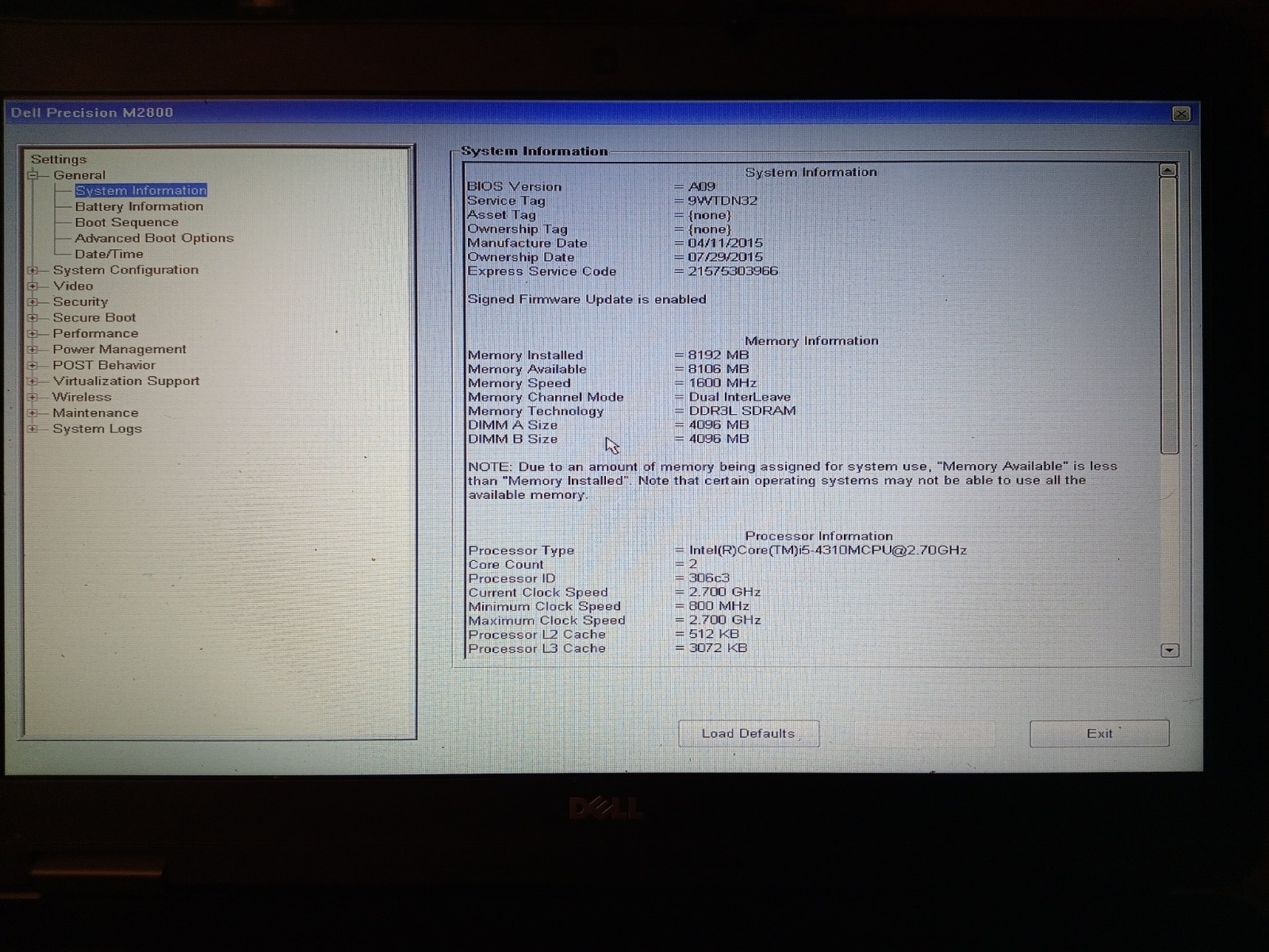 Dell Precision M2800 – 15.6″ HD, 2.7GHz i5, 8GB RAM, 500GB HDD, Windows 11
