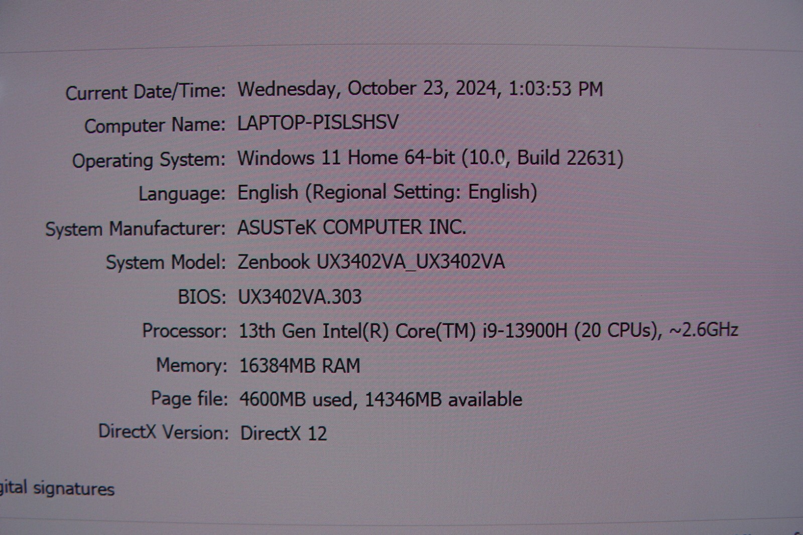 ASUS Zenbook UX3402VA 14″ 2.8K OLED 90hz i9-13900H 16GB 1TB SSD Warranty 07/2025