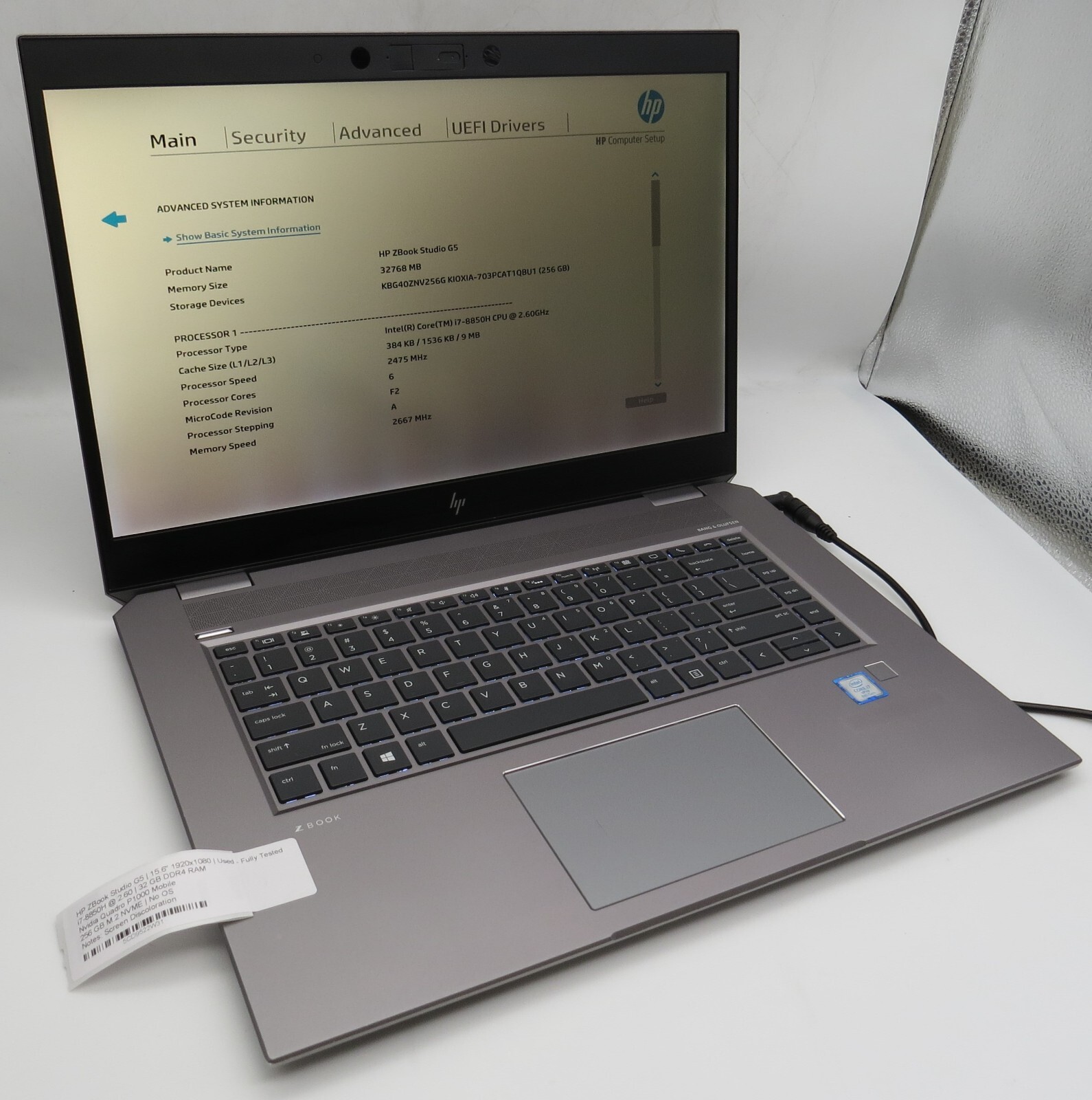 HP ZBook Studio G5-15.6″-i7-8850H@2.60GHz-32GB RAM-256GB M.2 NVME-NO OS *READ*