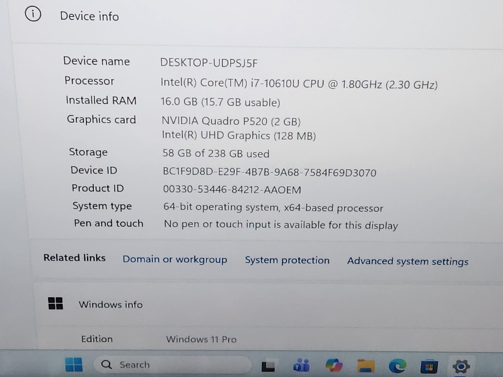 Lenovo ThinkPad P14s 14″ FHD i7-10610U 16GB 256GB SSD P520 GPU EXCELLENT BATT~