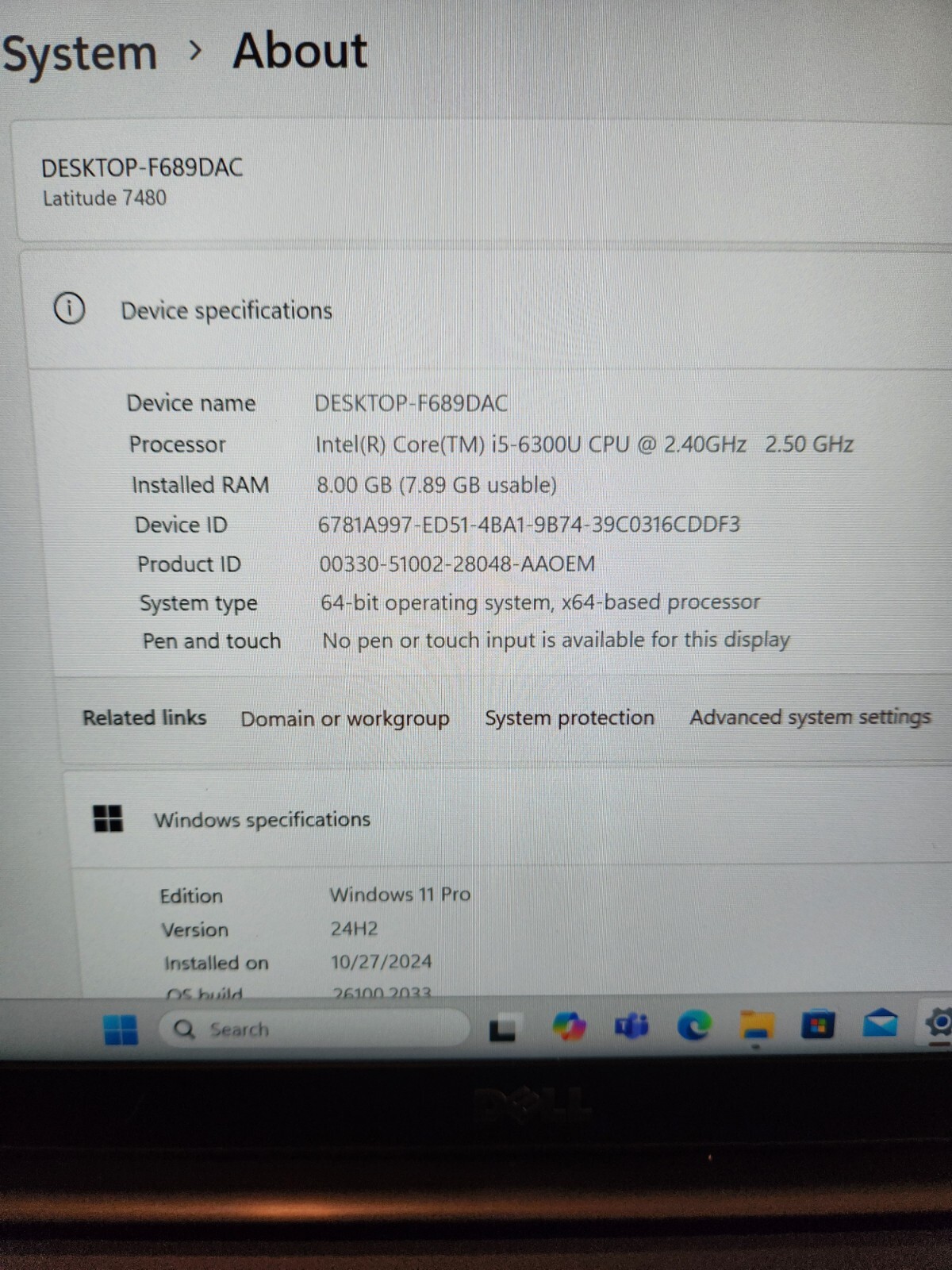 Dell Latitude 7480 14in. (256 GB SSD, Intel Core i5 6th Gen., 2.40 GHz, 8 GB)