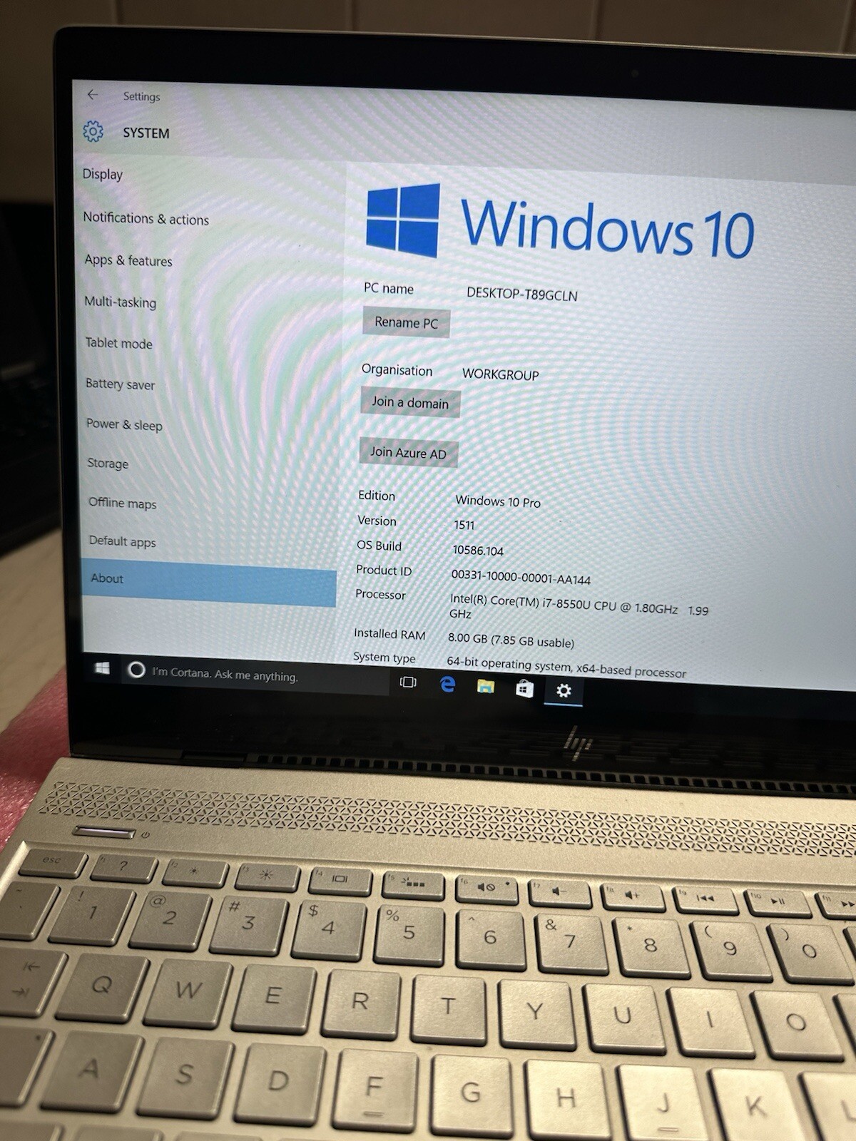 HP ENVY 13t-ad100 13″ Laptop, Touch Screen, Intel Core i7-8550U 8GB RAM, 360 GB