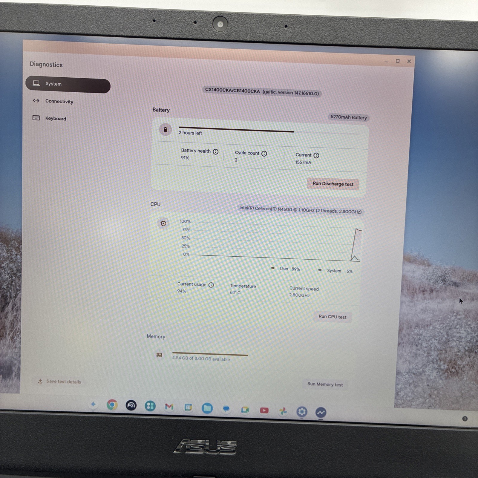 Asus Chromebook CX1 15.6″ Celeron N4500 4GB 64GB CX1500CKA-DH44F (L37)
