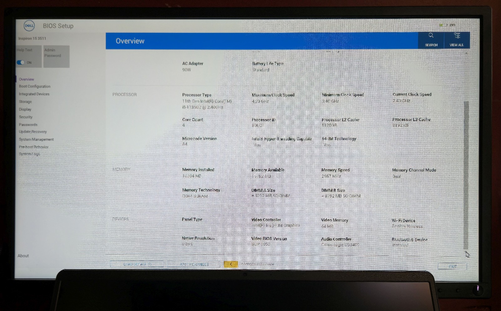 Inspiron 15 3511: i5‑1135G7, 16GB RAM, 256GB SSD, 1TB HDD, LCD Failure