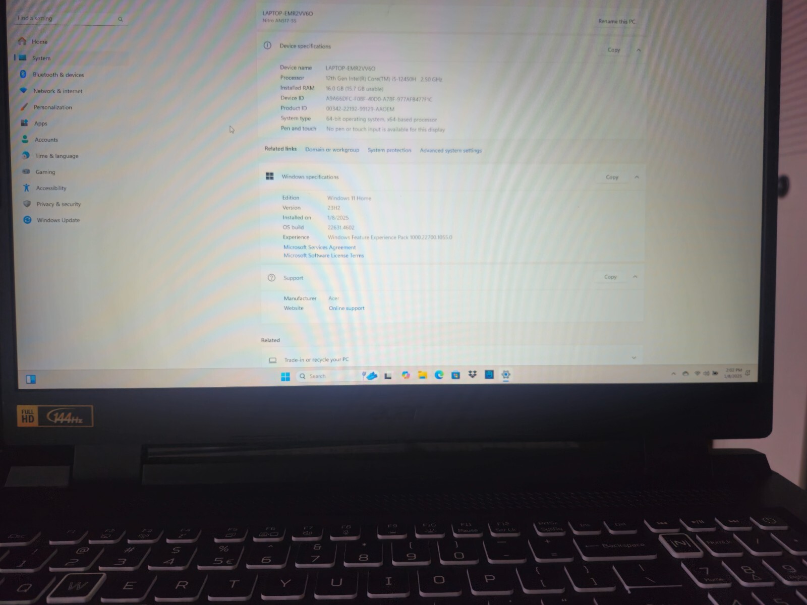 acer nitro 17.3″ 144hz gaming laptop – intel ci5 – 16gb ram – 512 ssd storage –