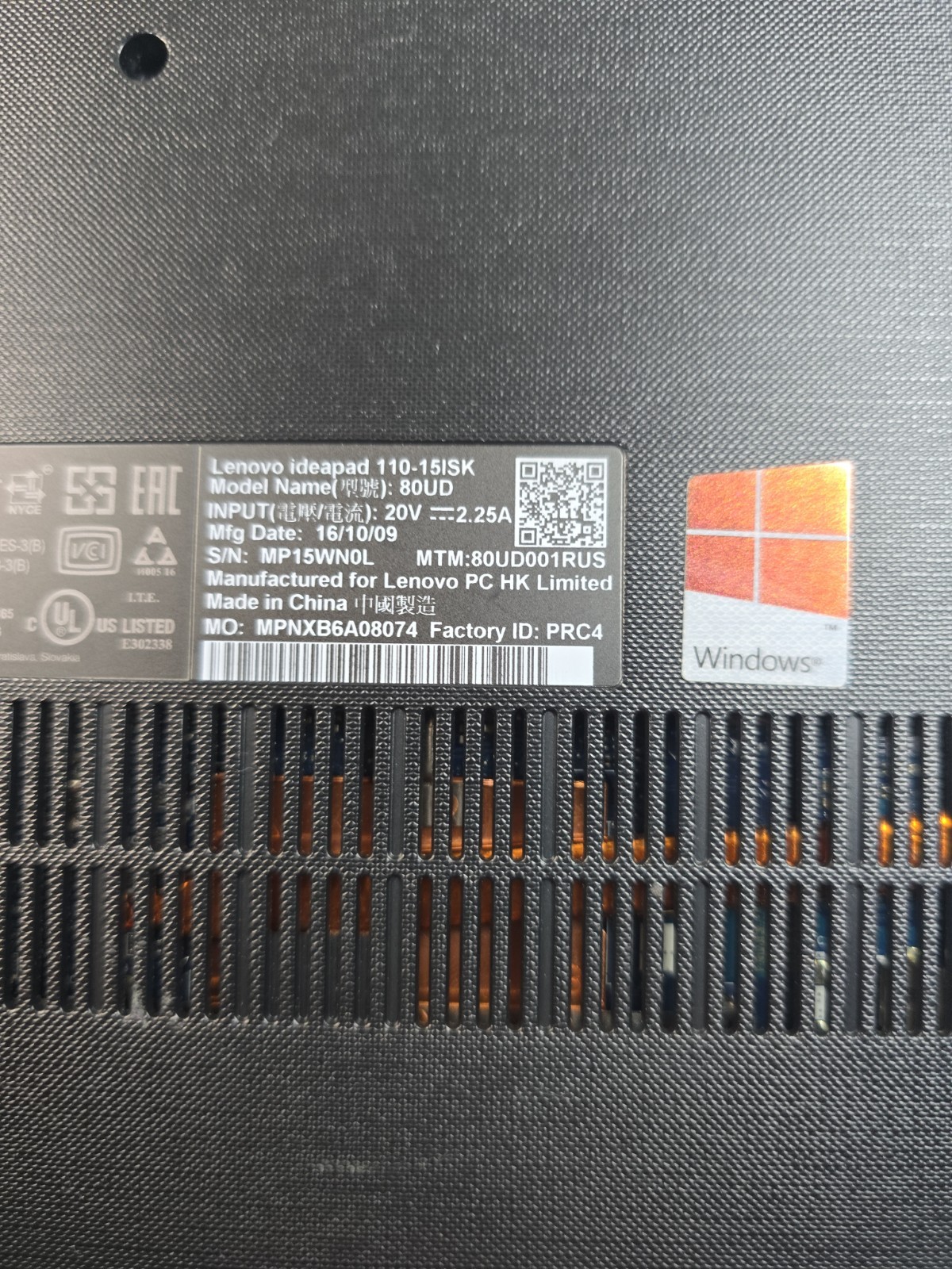 Lenovo IdeaPad 110-15ISK 80UD Windows 10 Pre-owned Tested Works Great