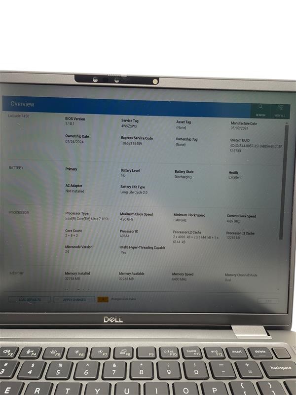 Dell Latitude 7450 Ultra 7 165U 32GB RAM 1TB SSD – Grade D