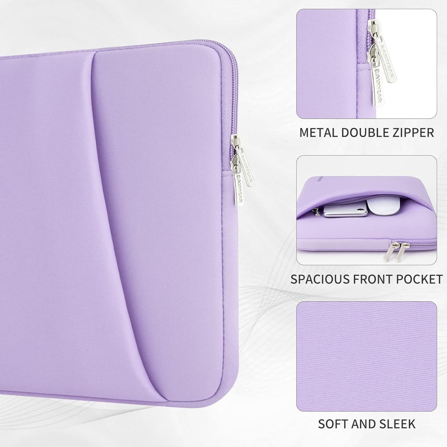 Laptop Sleeve Case with Front Pocket for 11-13 Inch MacBook Air/Pro, HP, Dell, L