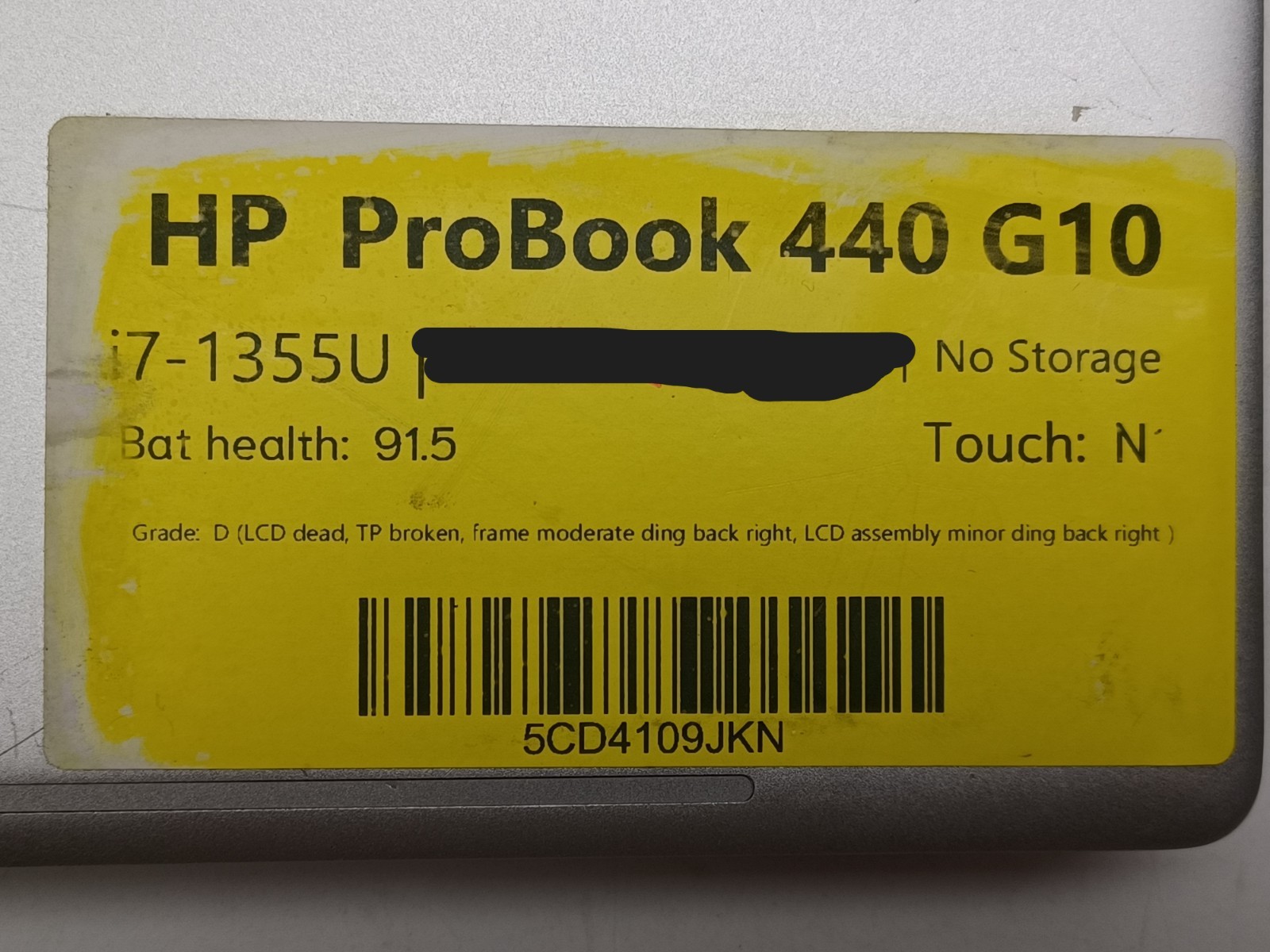 HP ProBook 440 G10 i7-1355U, NO RAM NO SSD NO OS NO CHARGER, For parts/Repair