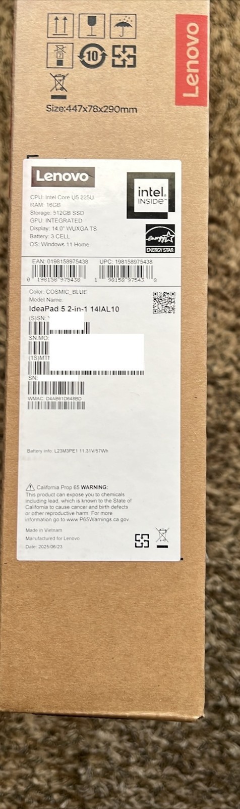 NEW LENOVO IDEAPAD 5 2 IN 1 INTEL CORE U5 225U, 16GB RAM, 512GB SSD, WIN 11 HOME