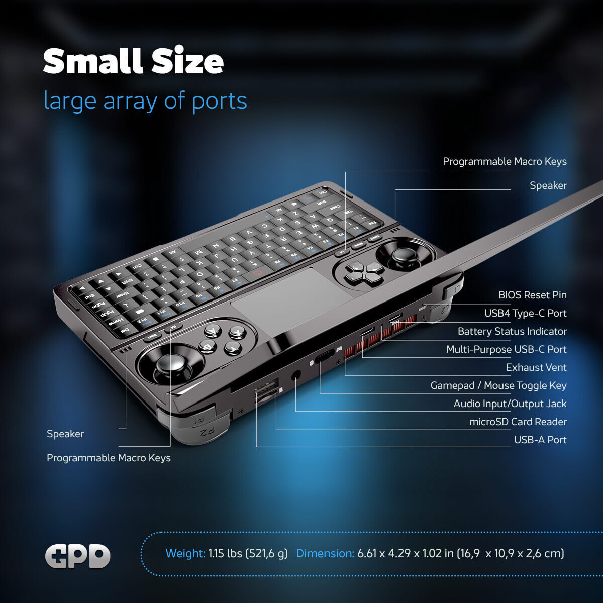 GPD WIN Mini 2025 Handheld Gaming MINI PC AMD Ryzen AI 9 HX370 Max. 64GB + 2TB