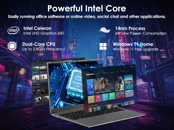 SGIN 15.6/17.3 inch Laptop 128GB 256GB 512GB SSD Intel Celeron WIFI Windows 11