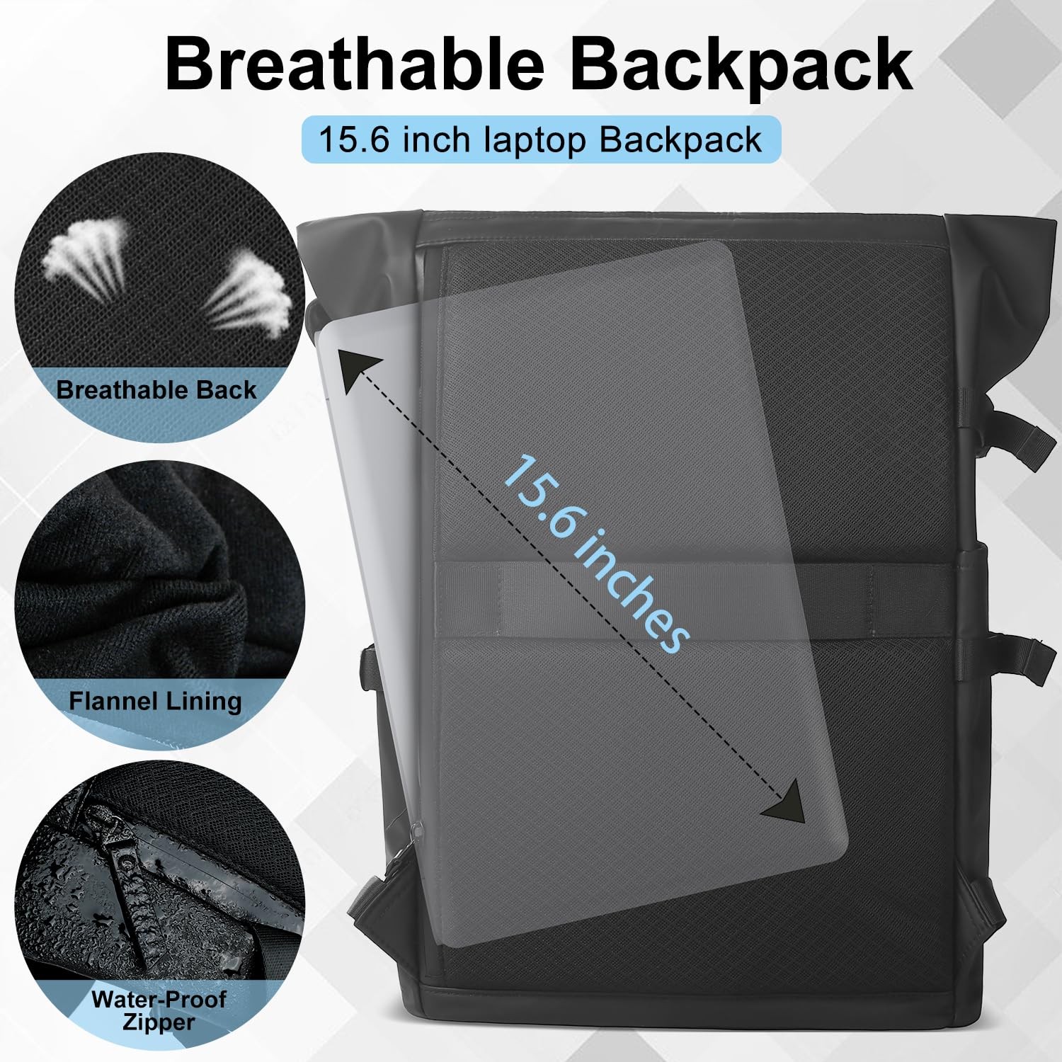HEROIC KNIGHT Rolltop 15.6″ Waterproof Laptop Backpack with USB Charge Port