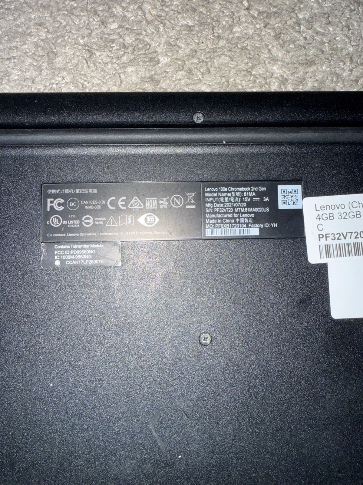 Lenovo Chromebook 100e Gen 2 WIFI 4GB RAM 32GB HD Black [81MA0020US]