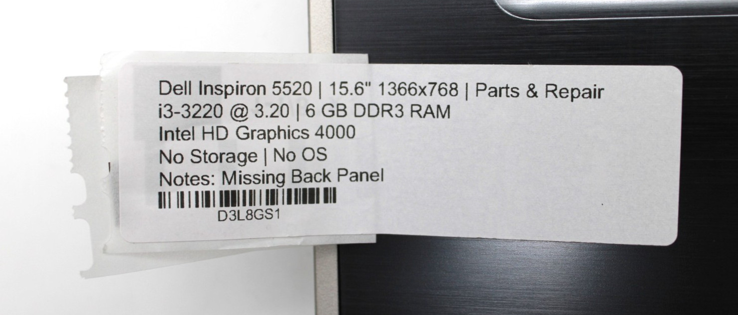 Dell Inspiron 5520 i3-3220M@3.20GHz 6GB DDR3 NO STORAGE OR OS*USED/TESTED*