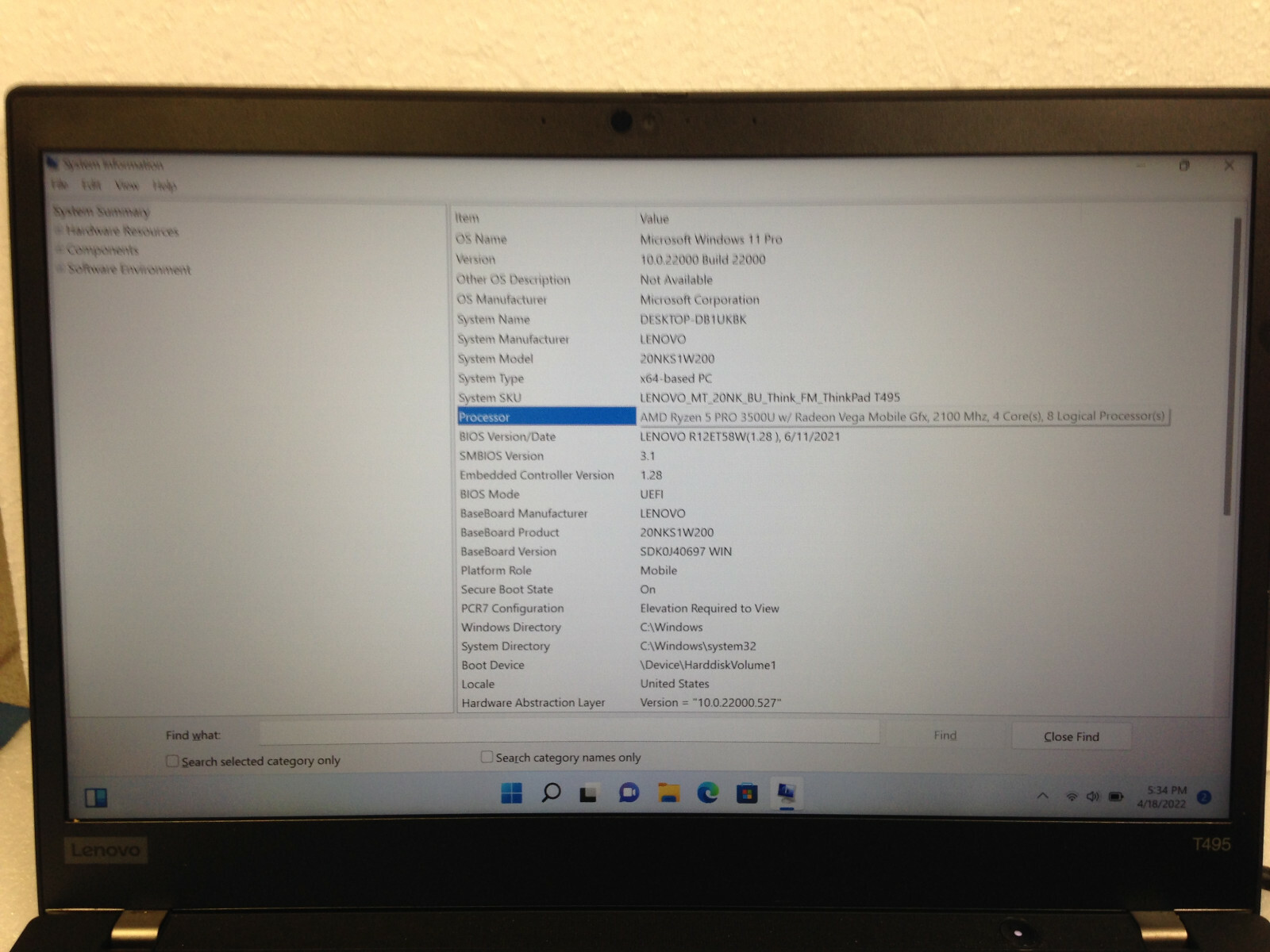 Lenovo ThinkPad AMD Ryzen 5 PRO 3500U 2100Mhz 16GB Touchscreen w/ AC Adapter