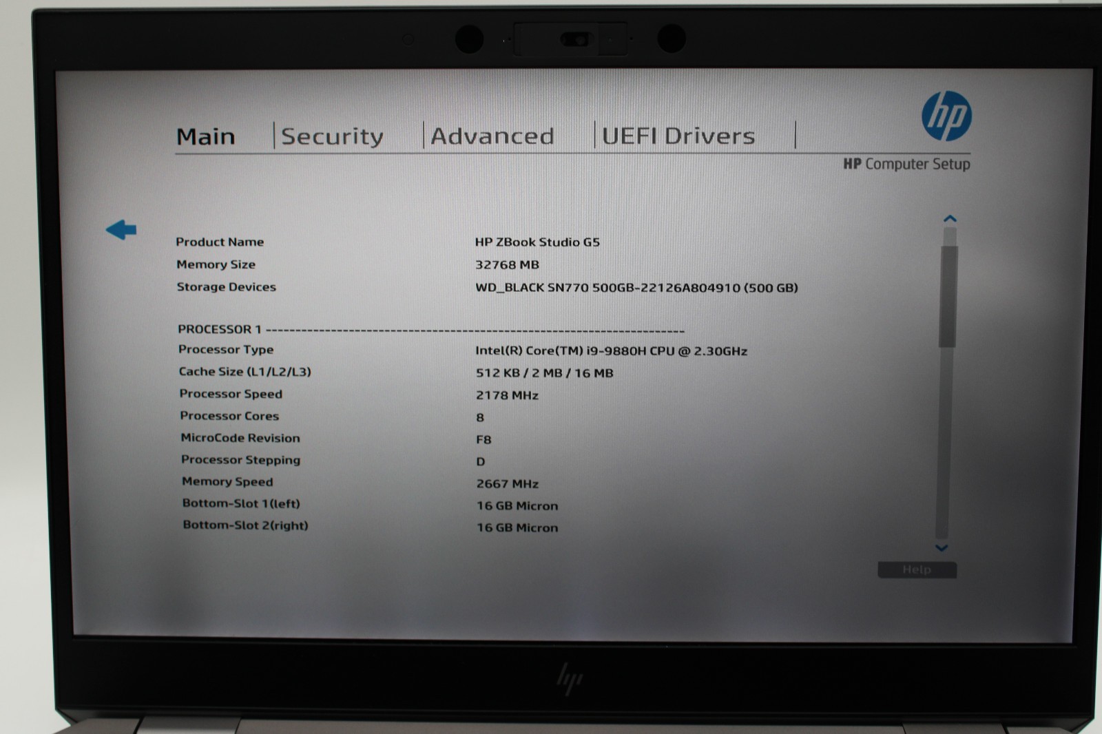 HP ZBook Studio G5 _ i9-9880H @ 2.3 _ 32GB RAM _ 500GB SSD _ P2000 _ No OS *READ