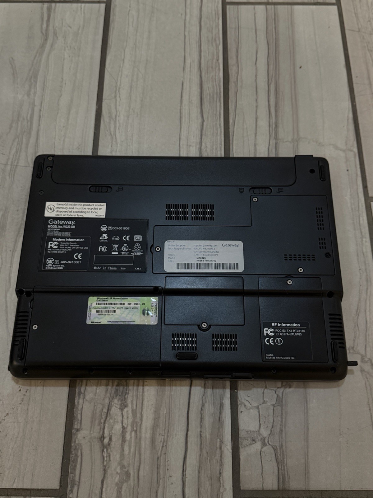 Gateway MX3225 W323-UI Laptop (Intel Celeron M, Windows XP) UNTESTED / FOR PARTS