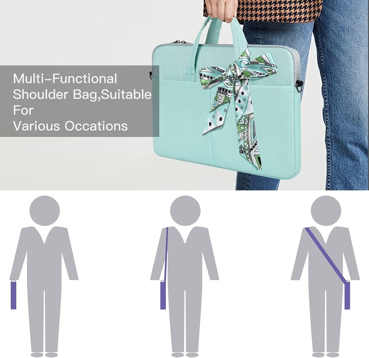 Mint Green Shoulder Bag for 17.3 Inch Laptops – Compatible with HP, Dell, Lenovo