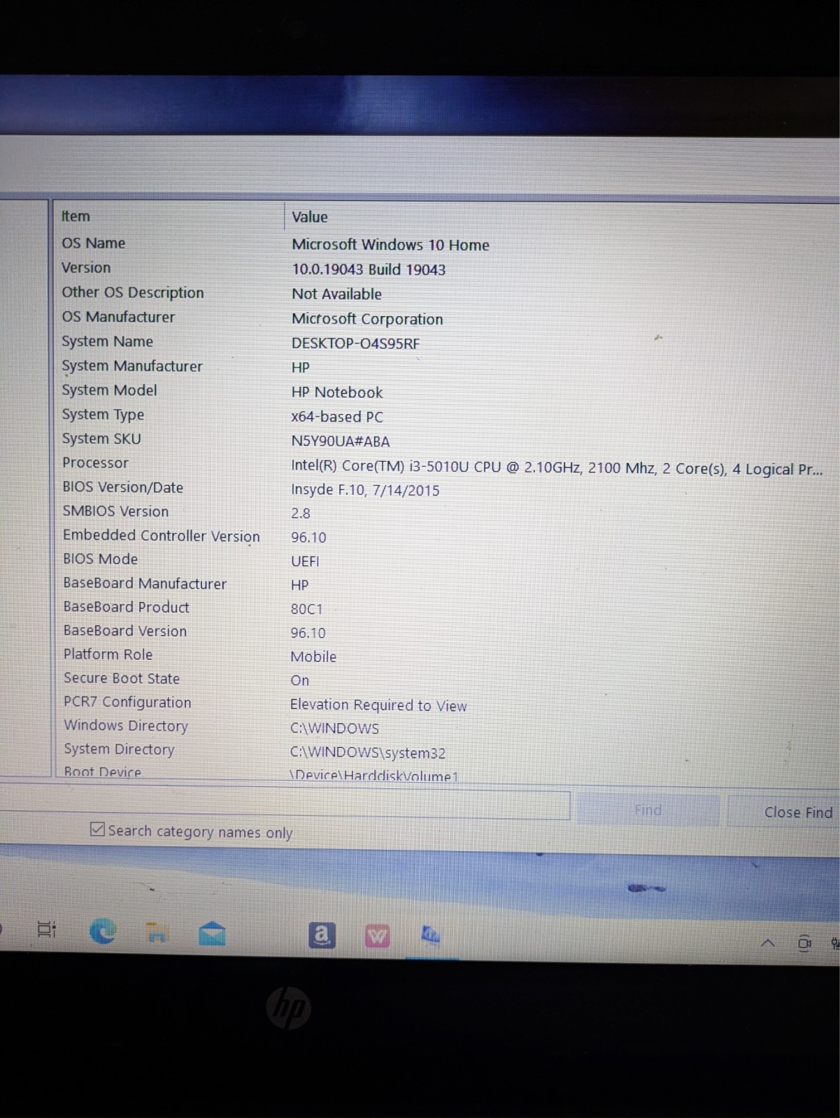 HP Laptop 15-ac121dx Intel i3-5010U 2.10GHz 6GB RAM HDD WIN 10 READ