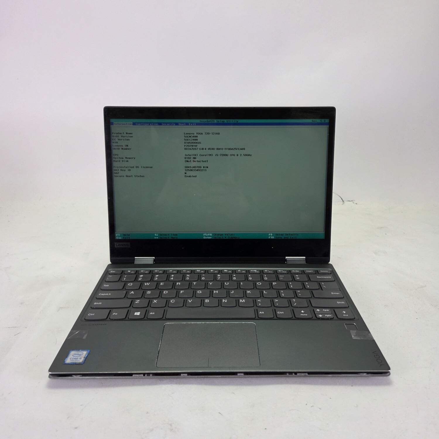 Broken Lenovo Yoga 720 12 12.5″ i5-7200U 2.5GHz 8GB RAM No SSD