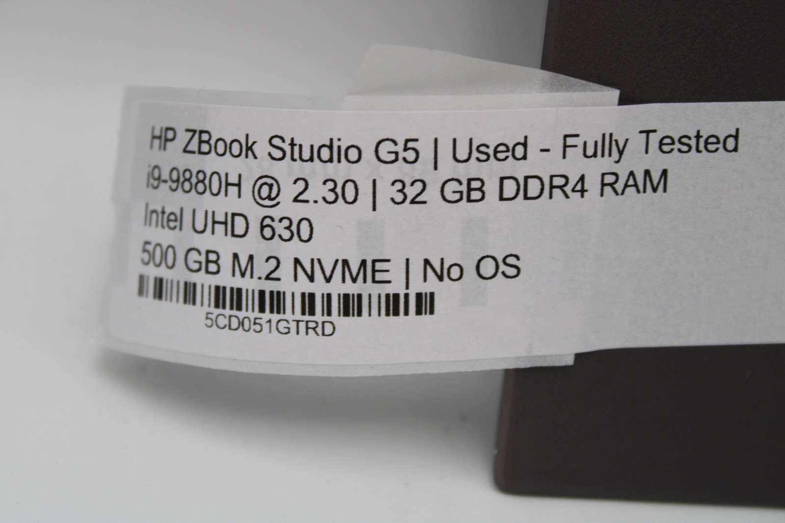 HP ZBook Studio G5 _ i9-9880H @ 2.3 _ 32GB RAM _ 500GB SSD _ P2000 _ No OS *READ